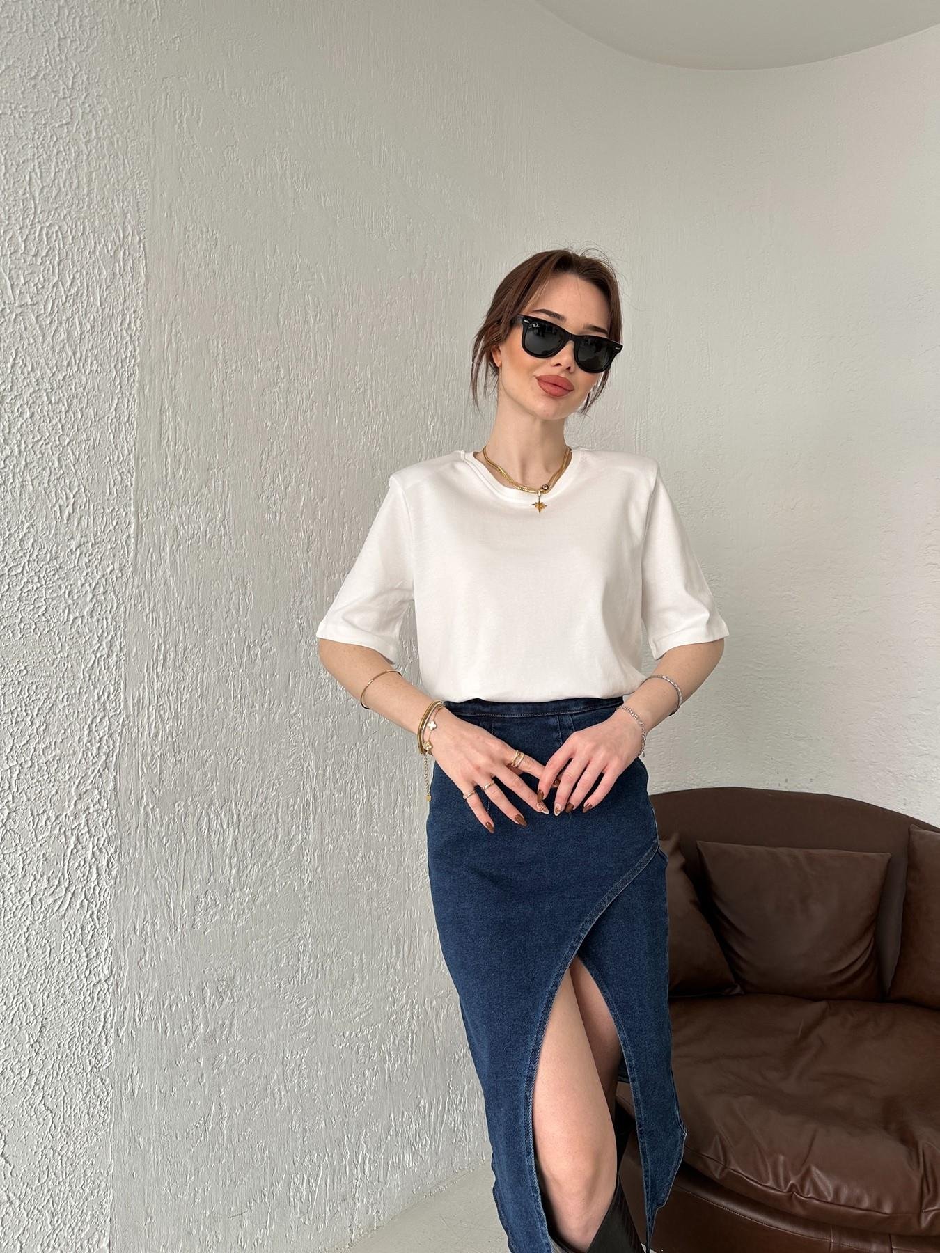 Bisiklet Yaka Vatkalı Tişört BEYAZ