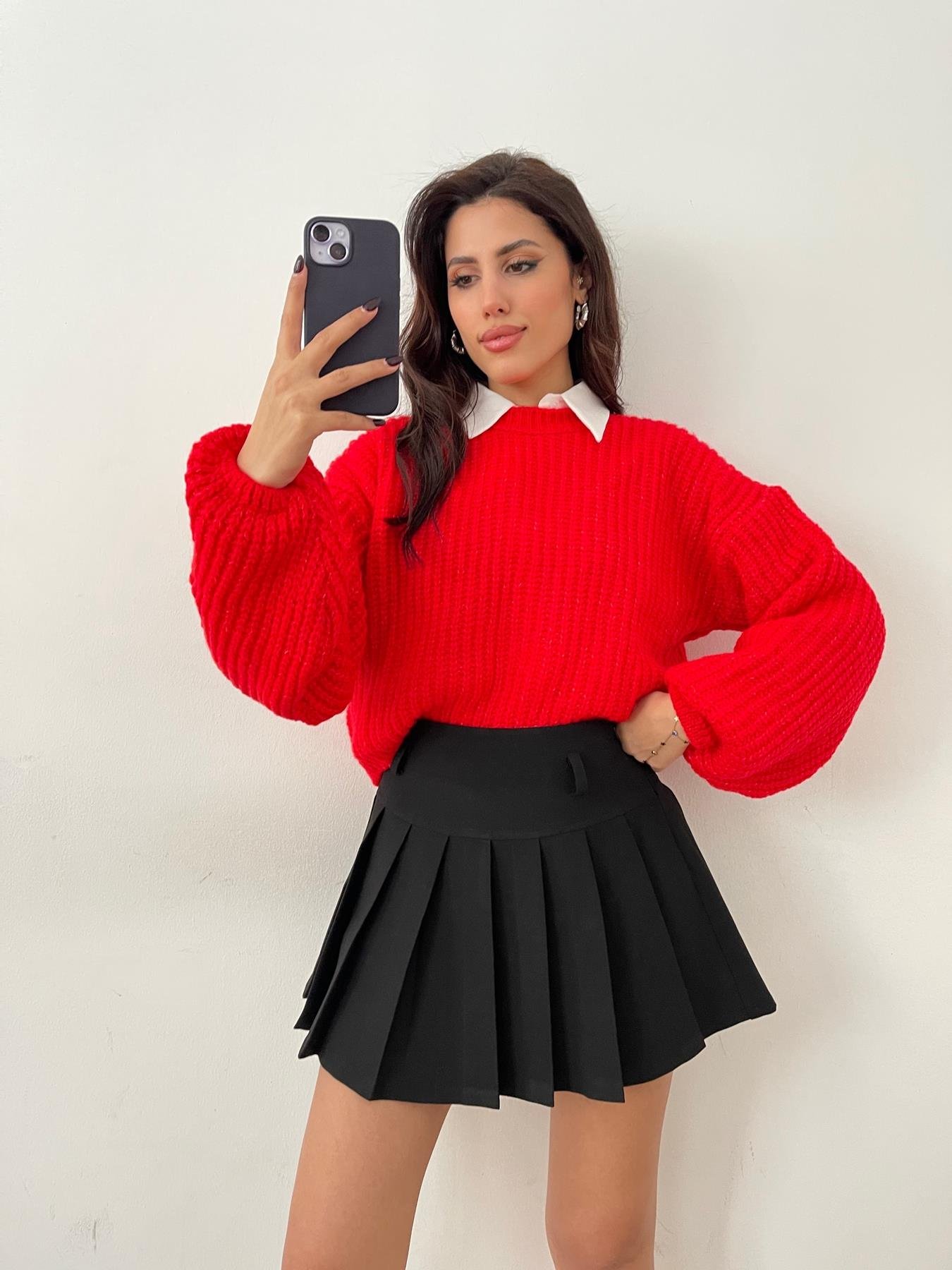 Crop Fitilli Kazak KIRMIZI