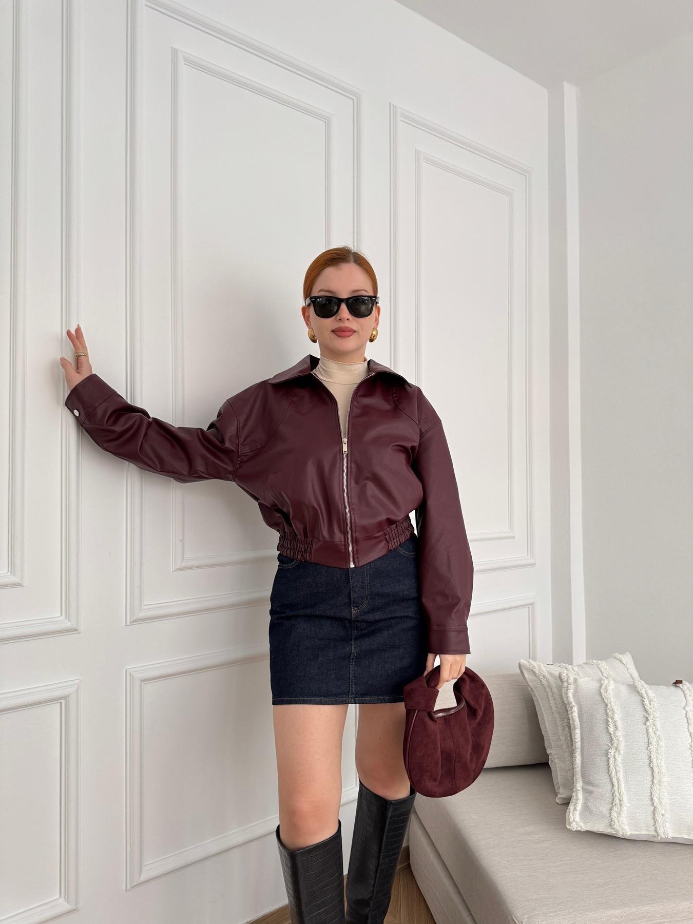 Deri Bomber Ceket Bordo