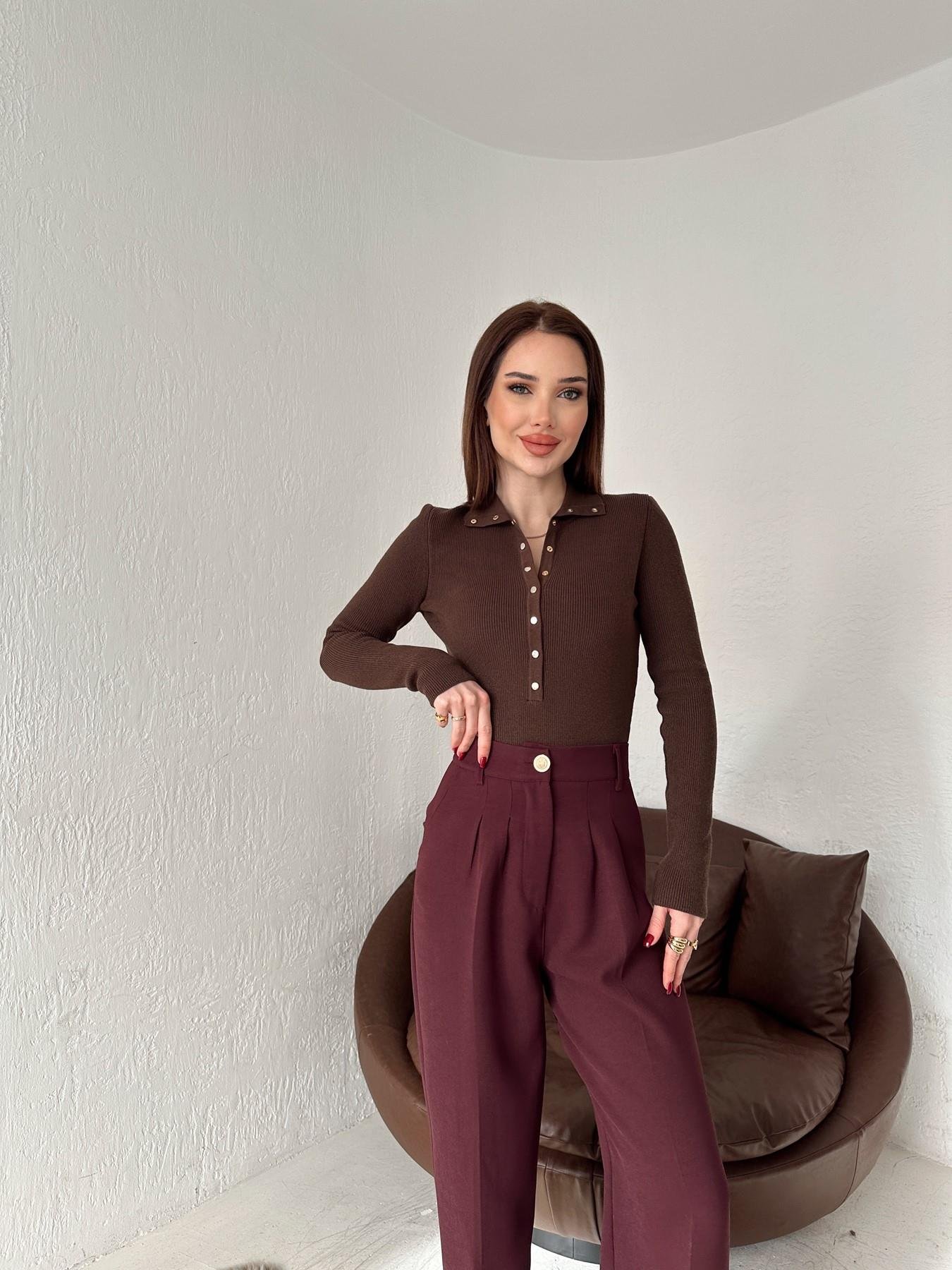 Dik Yaka Çıtçıtlı Triko KAHVE