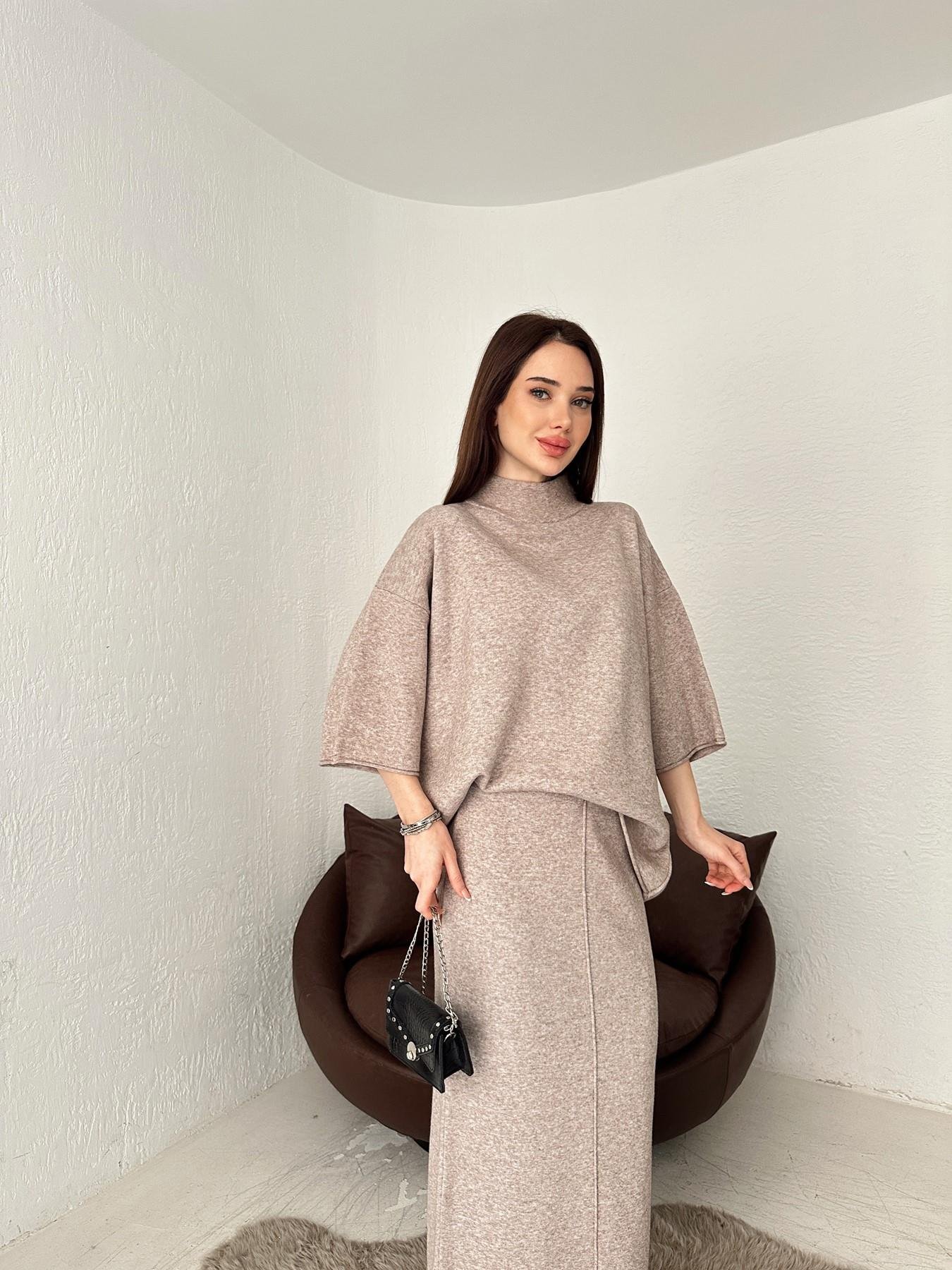 Dik Yaka Oversize Kazak VİZON MELANJ