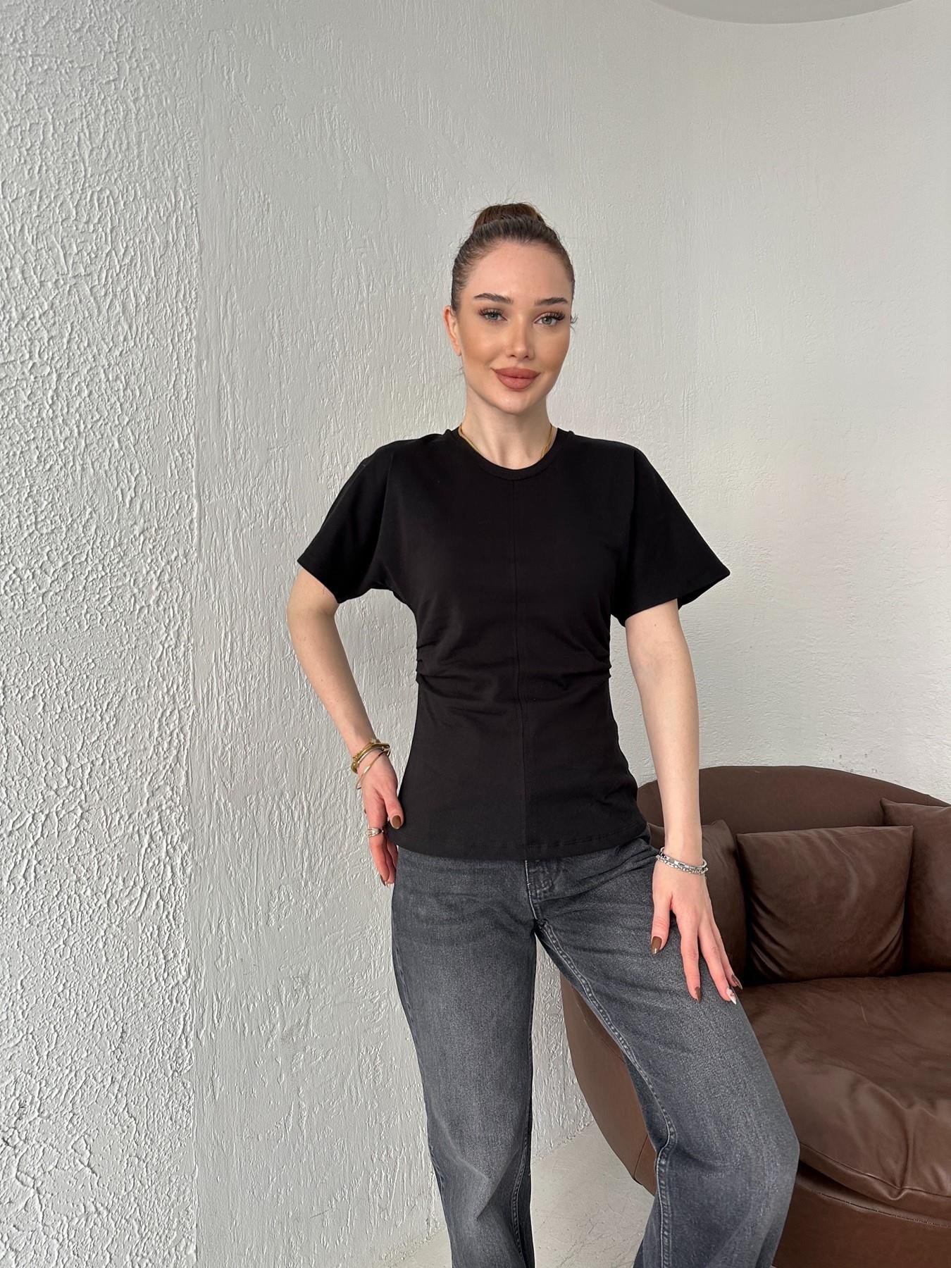 Drape Detay Tişört Siyah