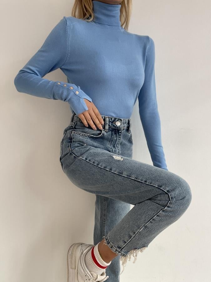 Droplu Balıkçı Kazak MAVİ