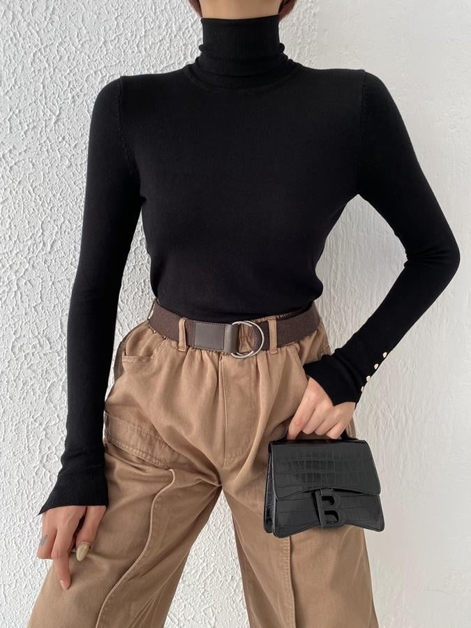 Droplu Balıkçı Kazak SİYAH