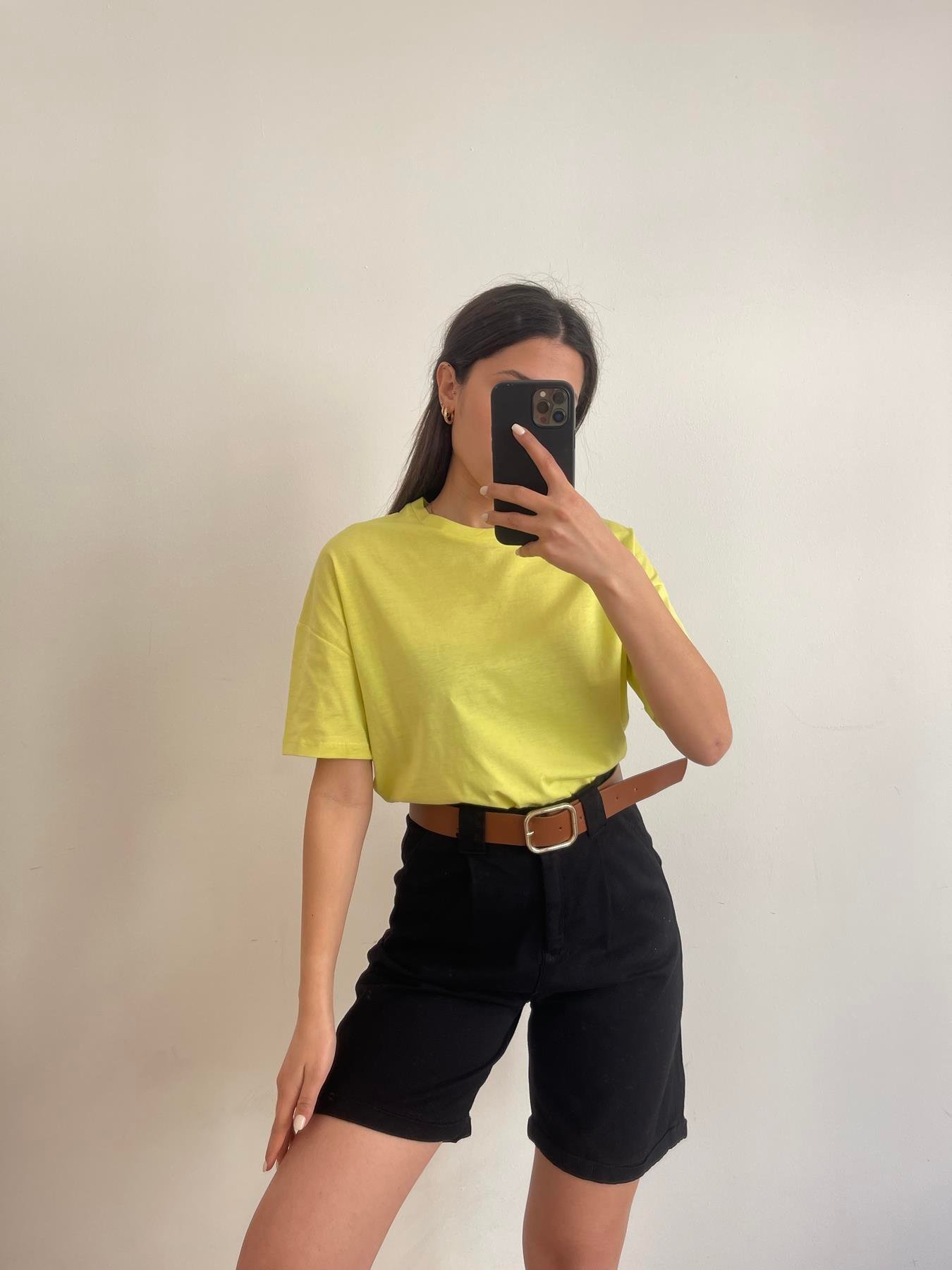 Duble Paça Kemerli Bermuda SİYAH