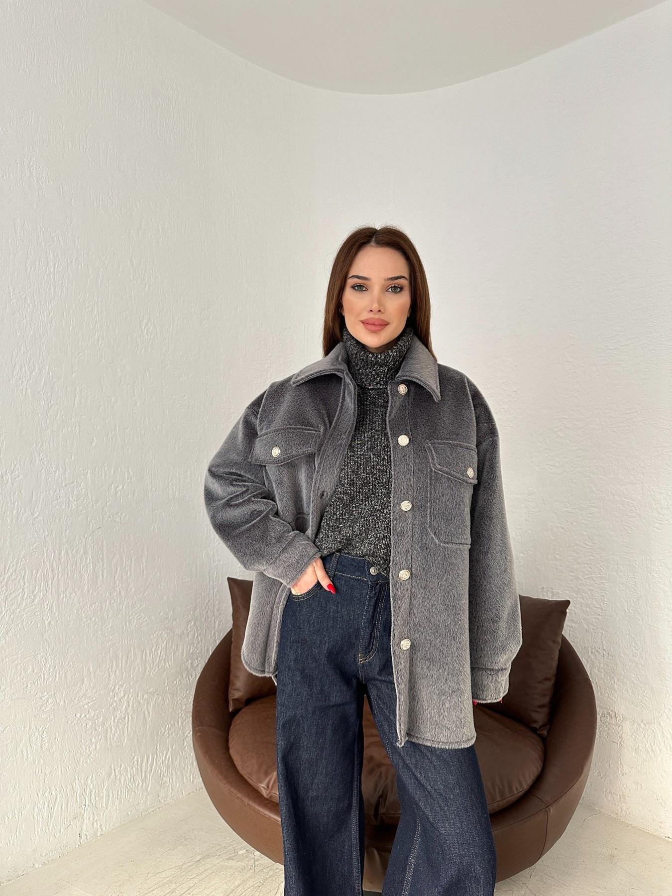 Düğmeli Kaşe Kürk Gömlek Ceket ANTRASİT