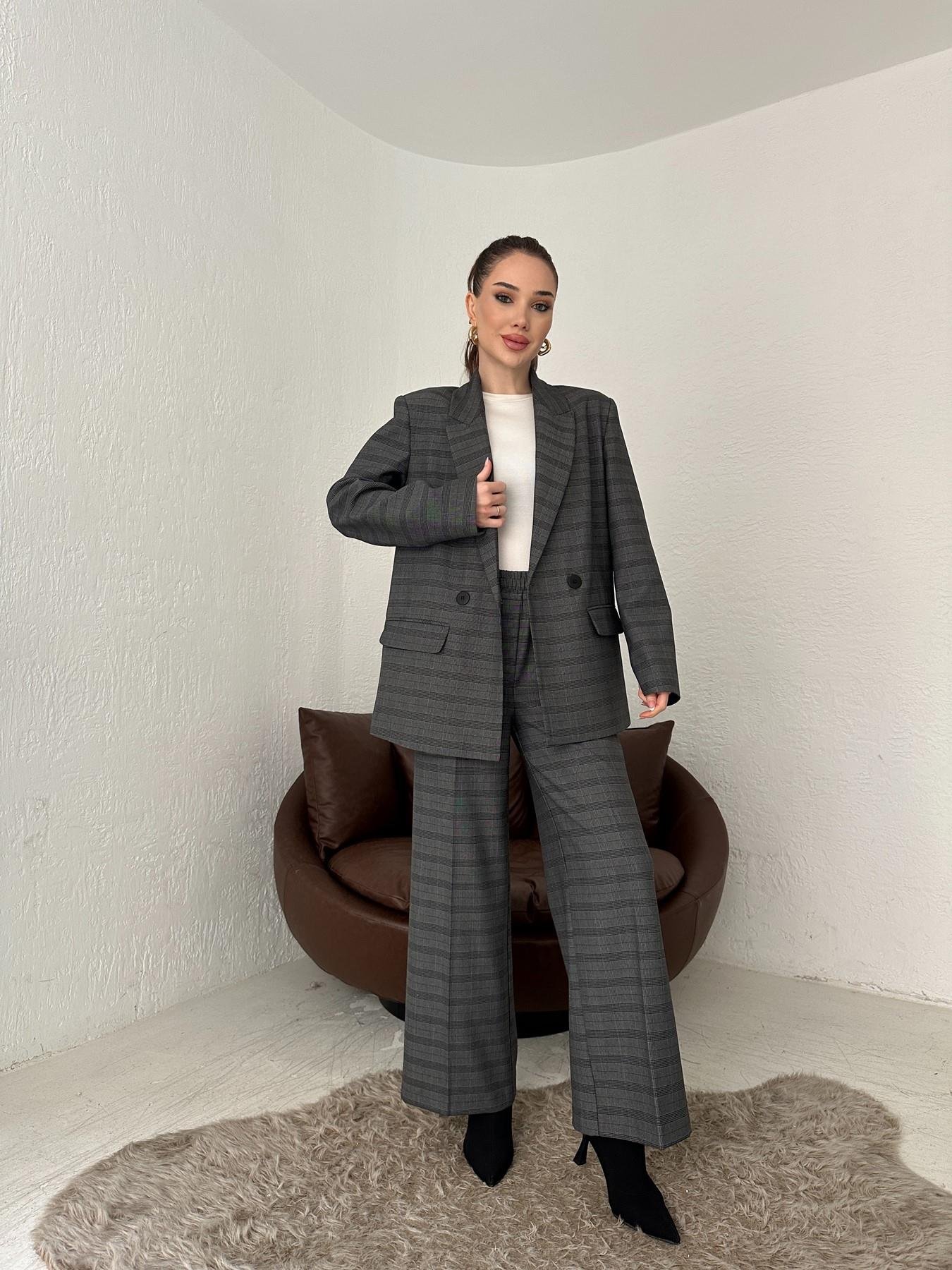 Ekose Lastikli Bol Paça Pantolon GRİ