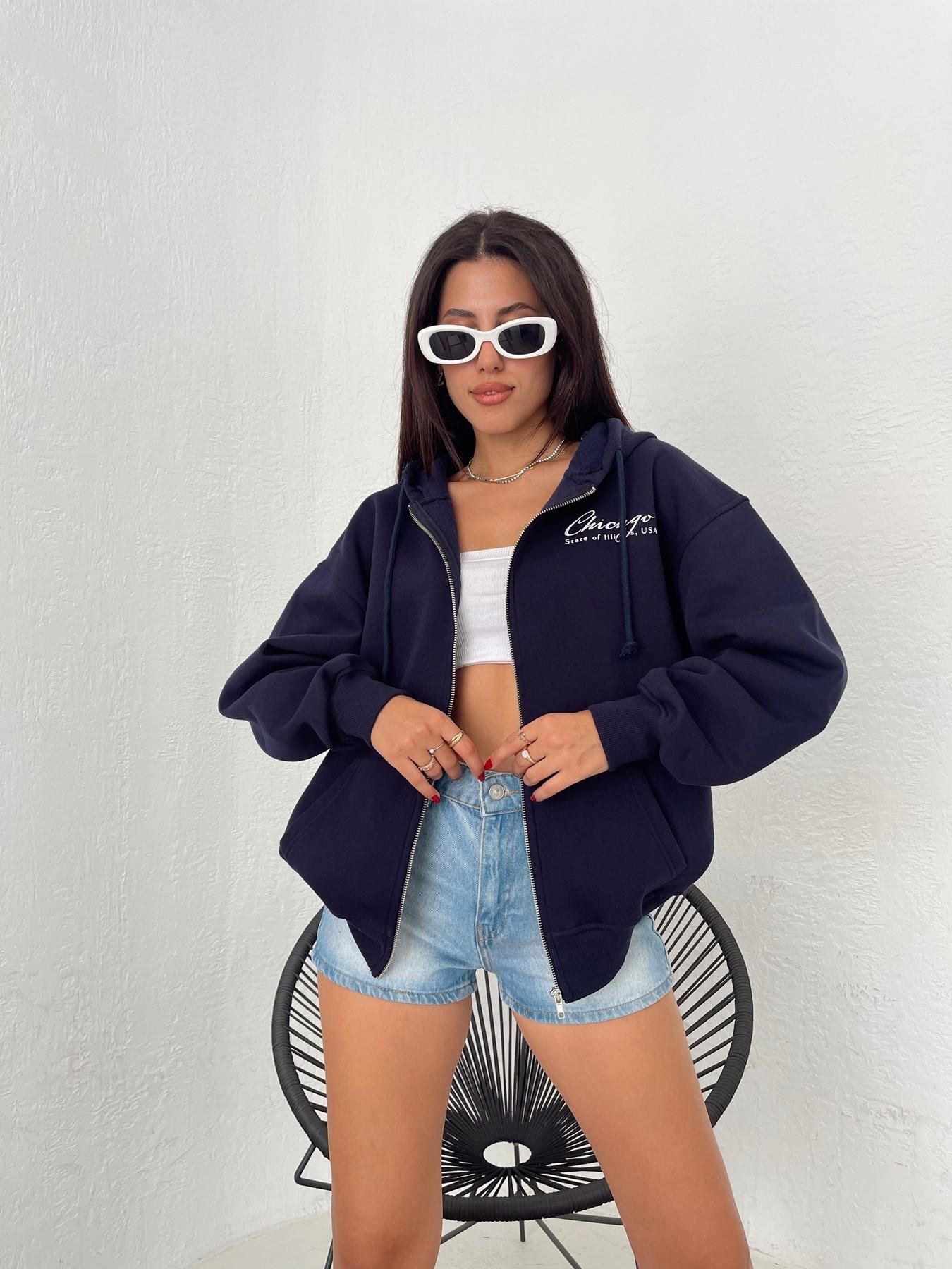 Fermuarlı Kapüşonlu Sweatshirt LACİVERT