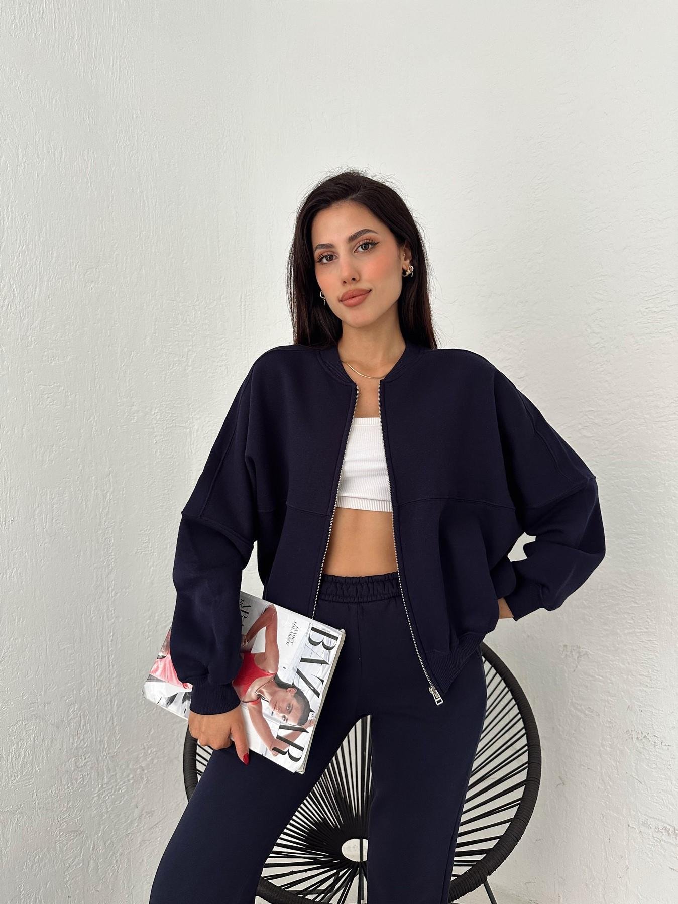 Fermuarlı Yarasa Kol Sweatshirt LACİVERT