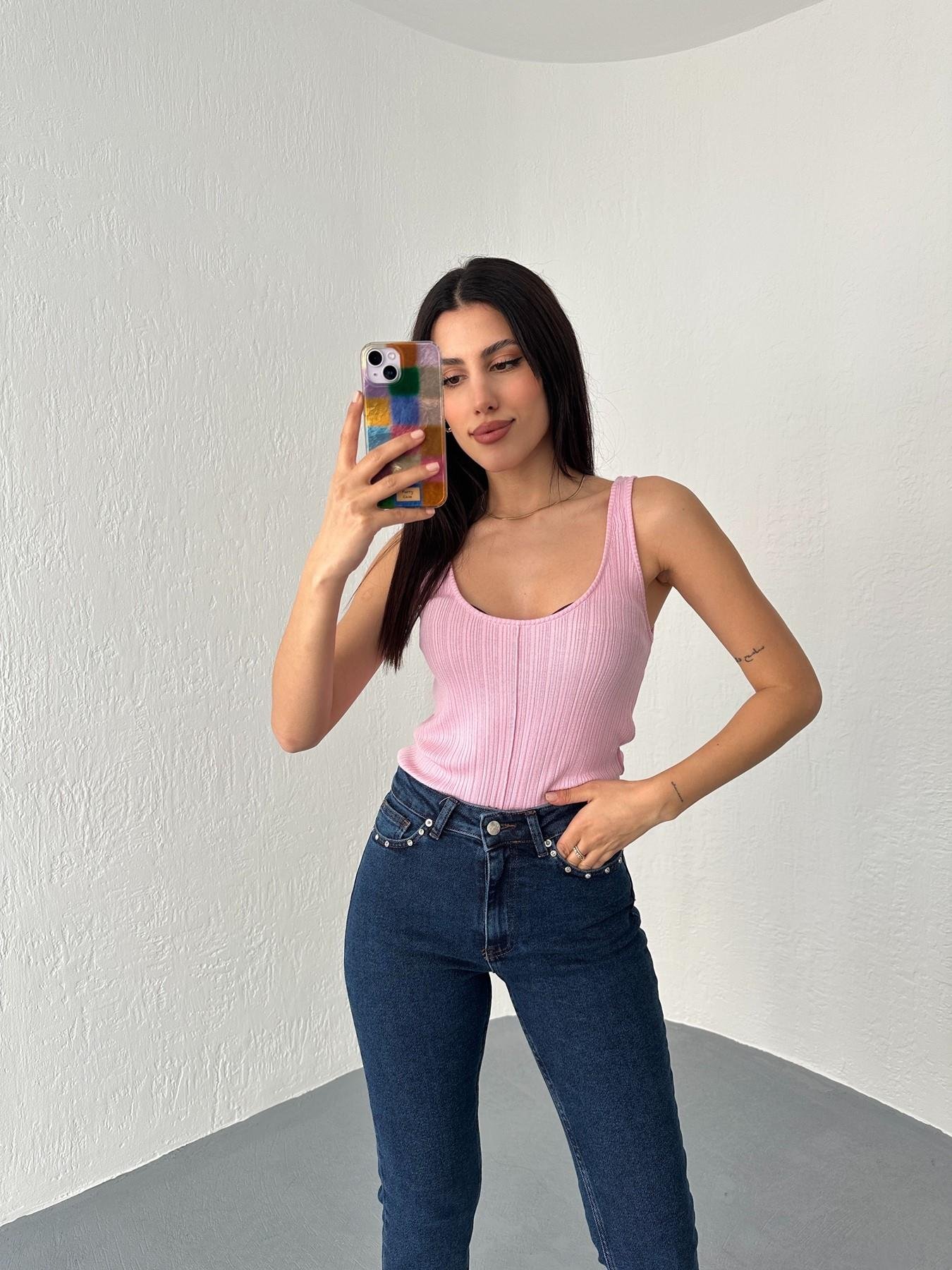 Fitilli İnce Dokulu Triko Bluz Pembe