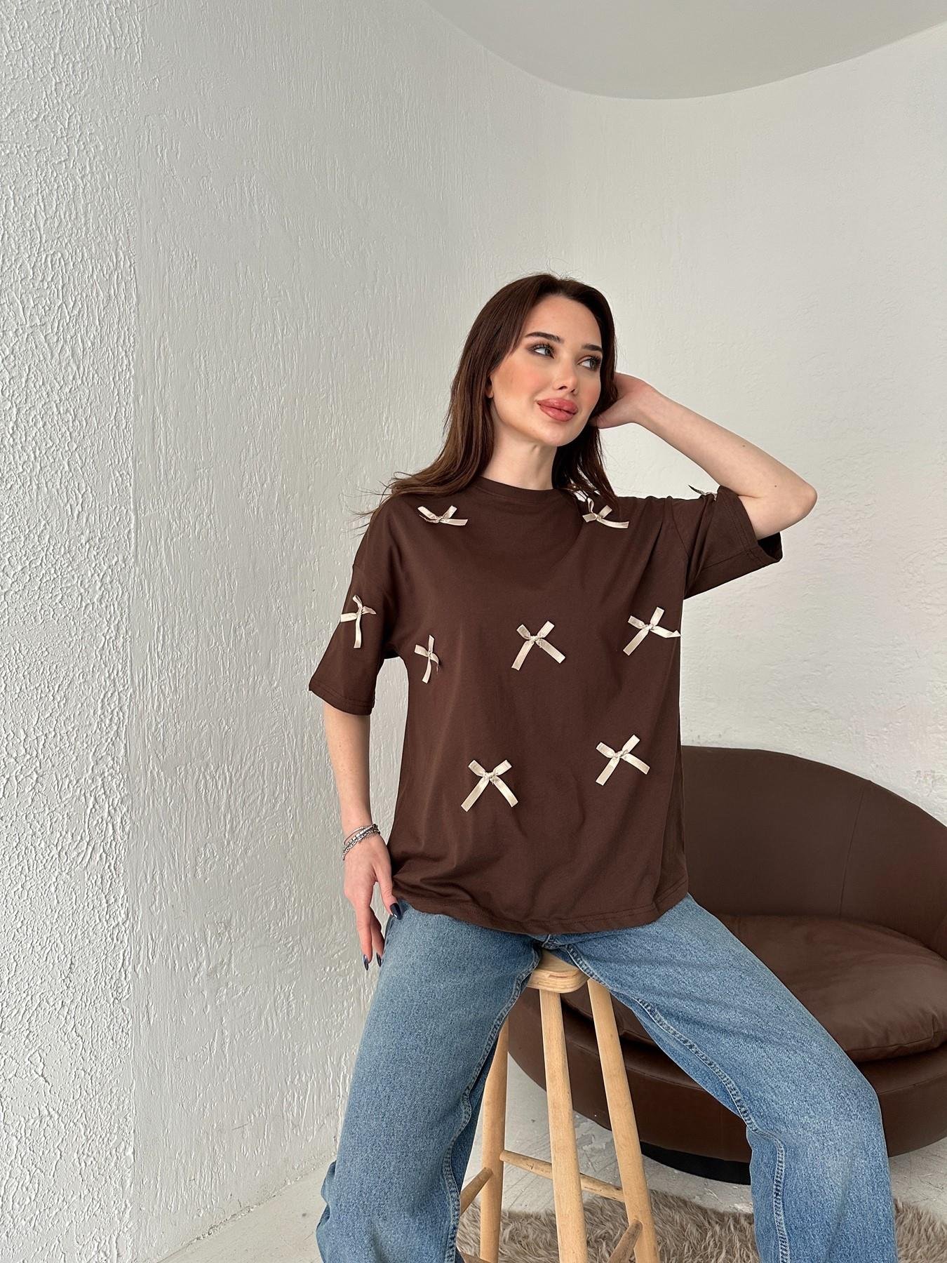 Fiyonklu Tişört KAHVE