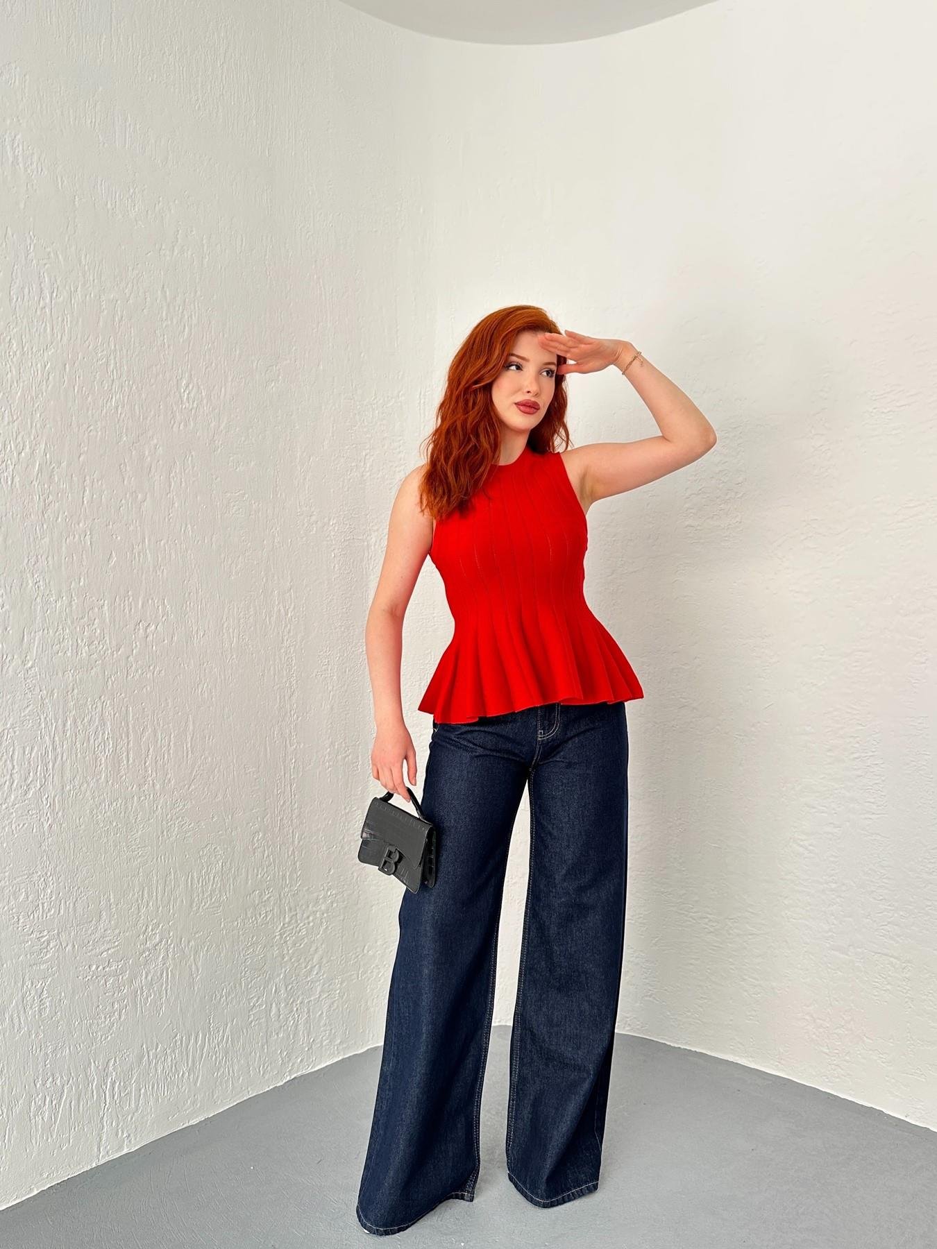 Geniş Paça Jean Pantolon Lacivert