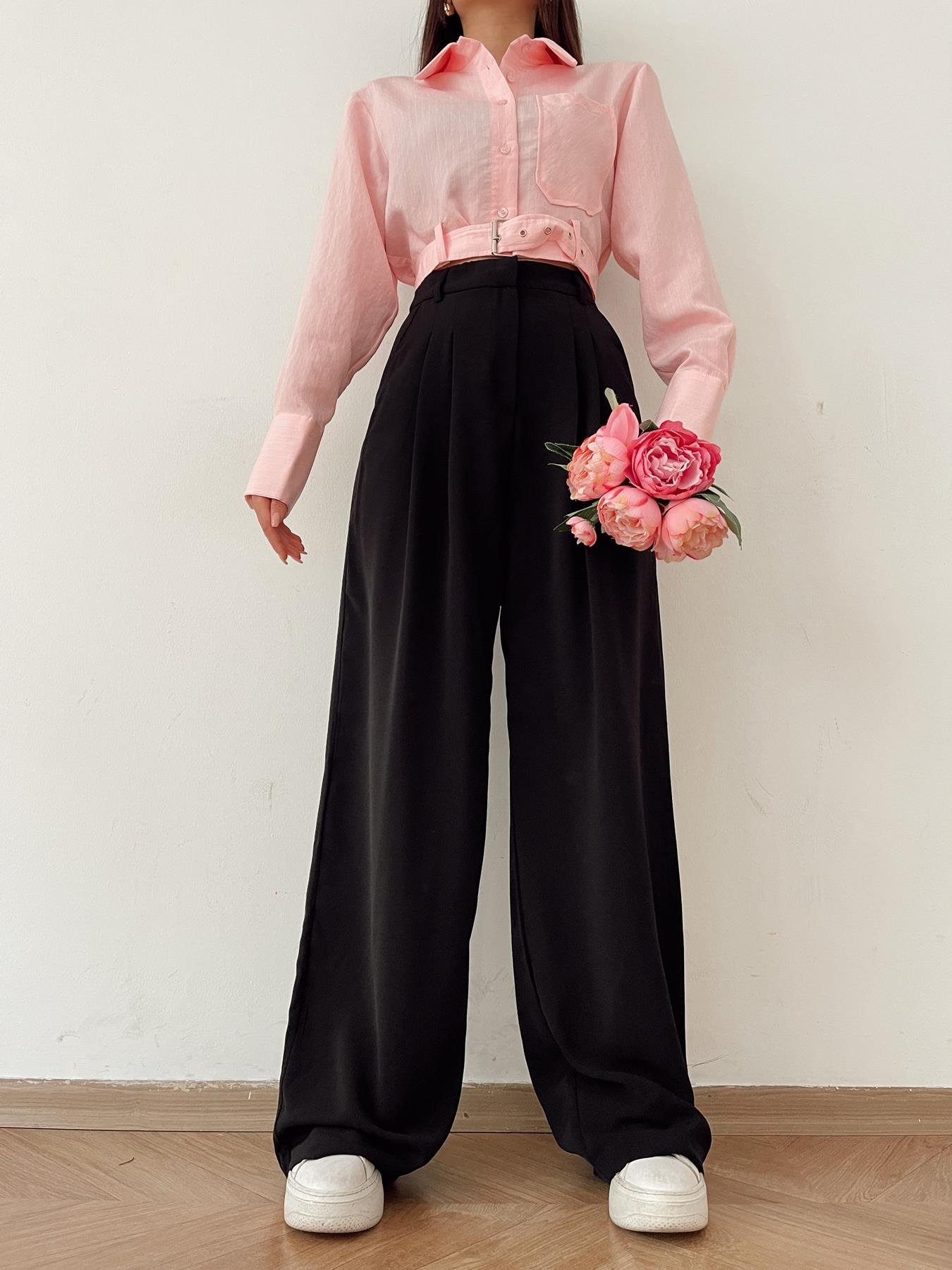 Geniş Paça Kumaş Pantolon SİYAH