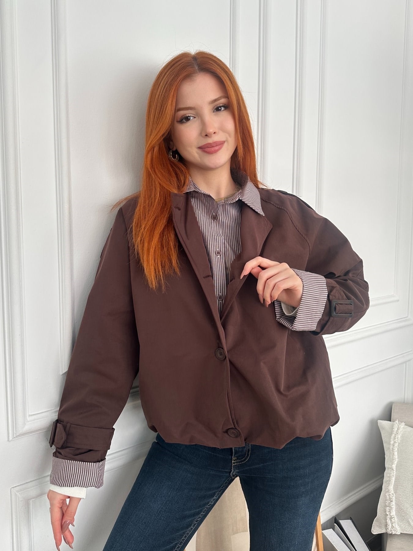 Gömlek Yakalı Trençkot Kahve
