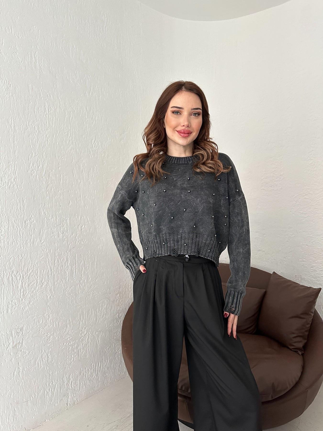 İncili Yıpratma Detay Crop Kazak ANTRASİT