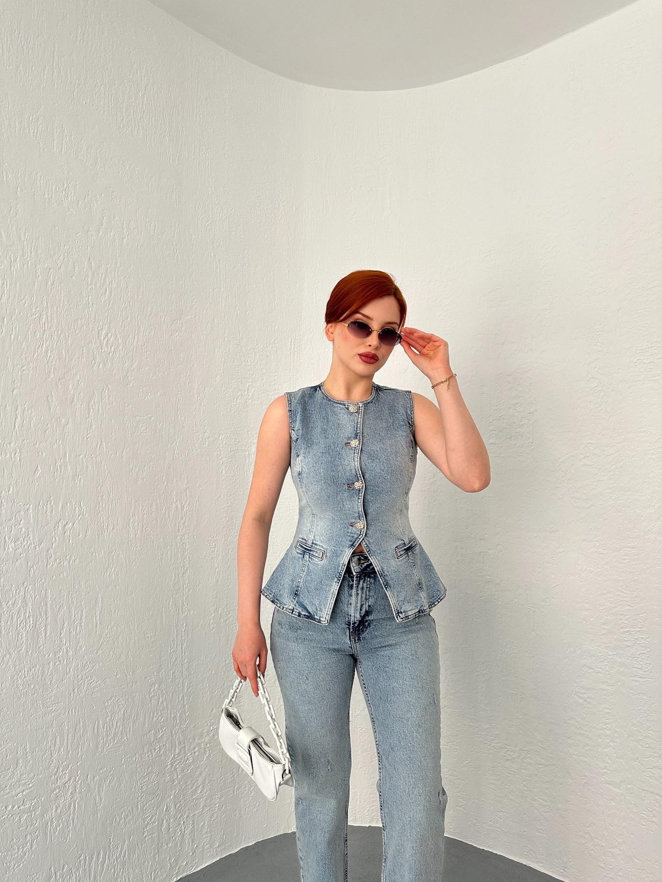 Jean Yelek 14 açık mavi