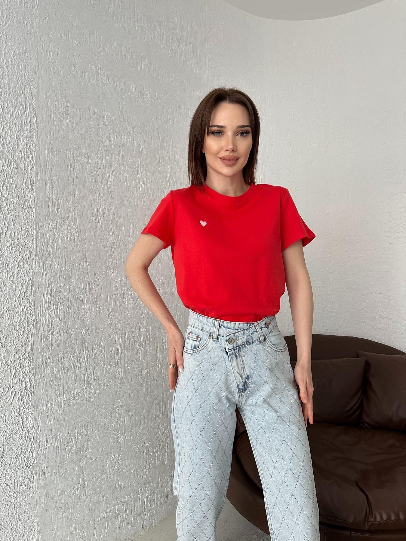 Kalp Nakışlı Tişört KIRMIZI