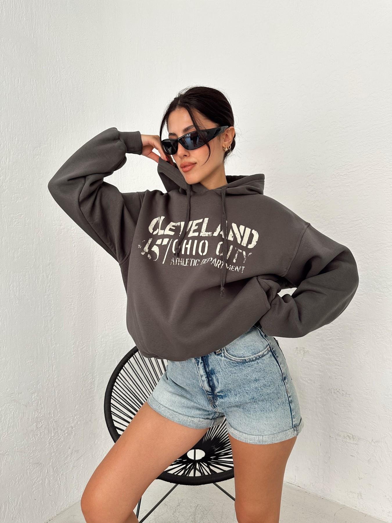 Kapüşonlu Yıldız Baskılı Sweatshirt ANTRASİT