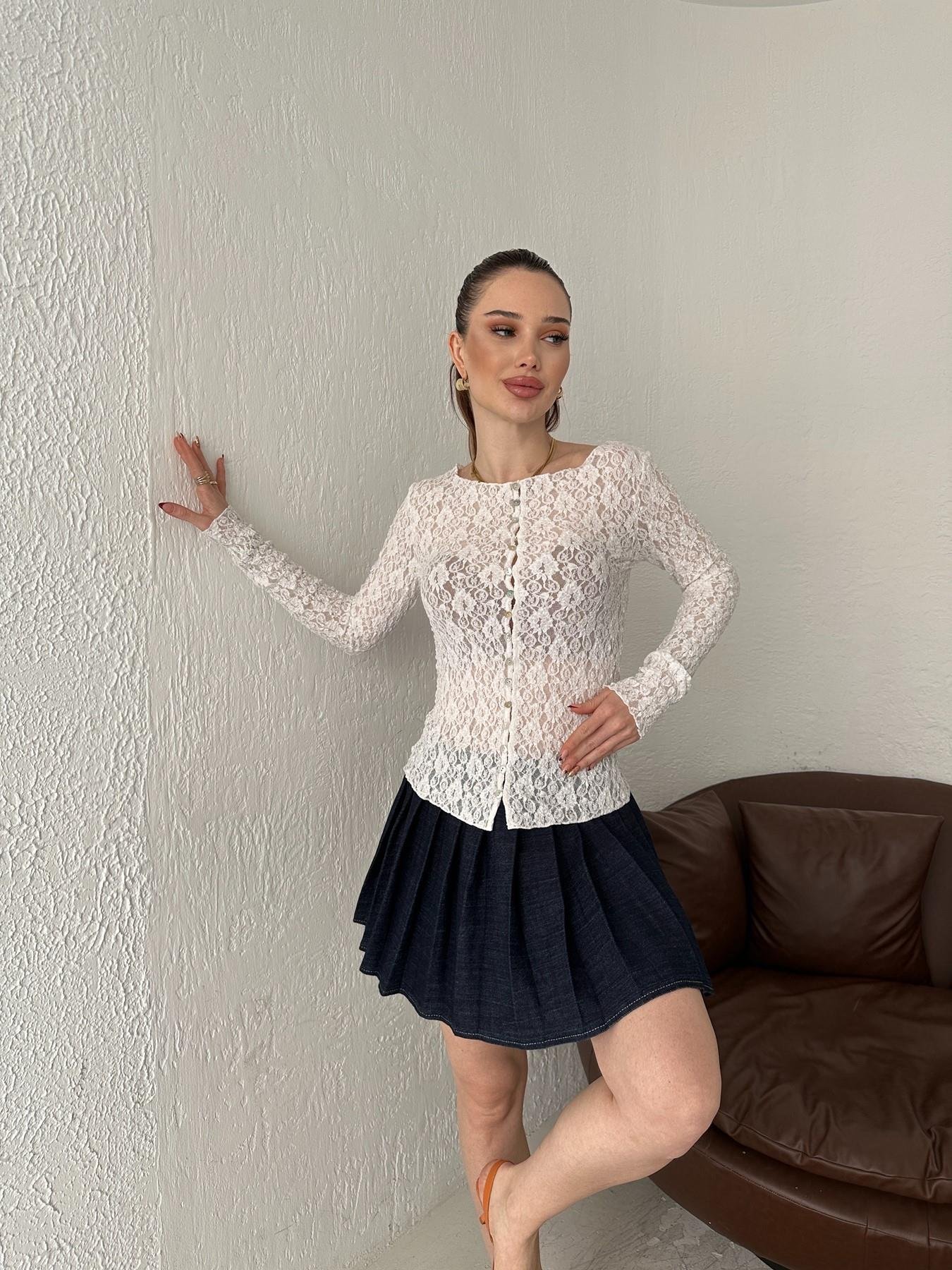 Kayık Yaka Düğmeli Dantel Hırka Ekru