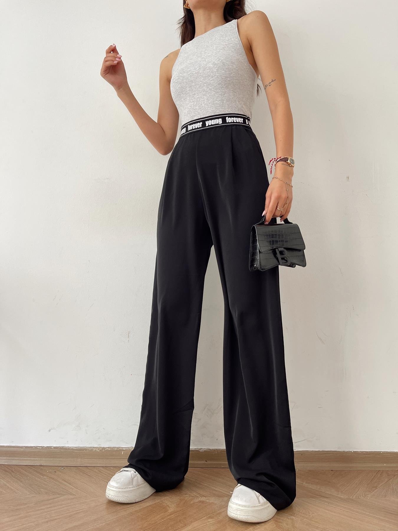 Kemer Detaylı Pantolon SİYAH