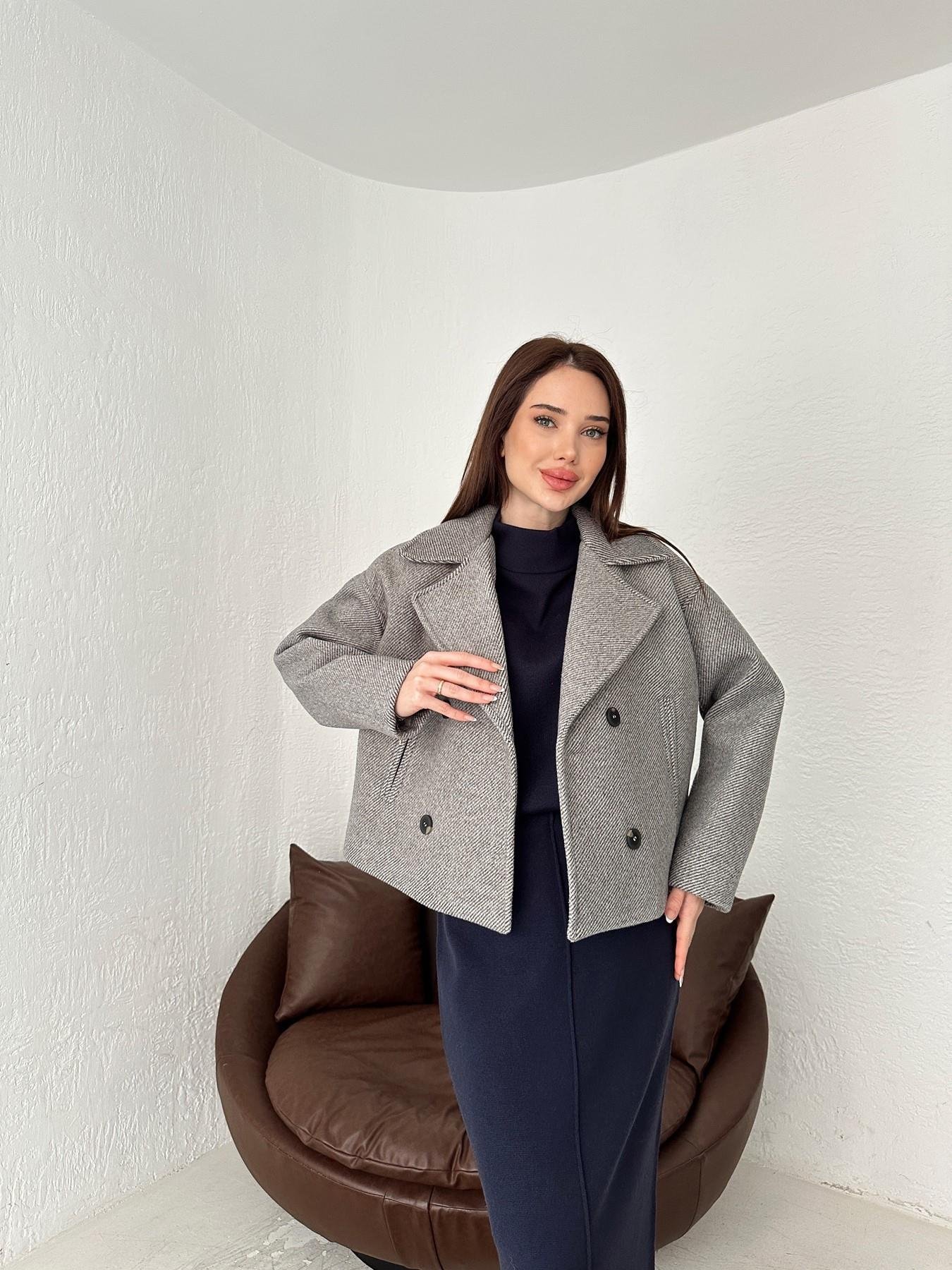 Kırçıllı Kaşe Crop Mont GRİ