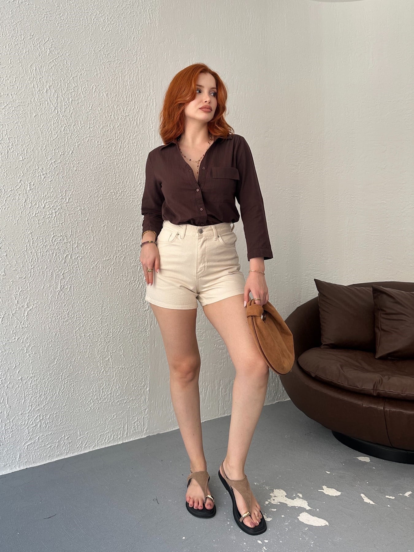 Klasik Mom Şort Vanilya