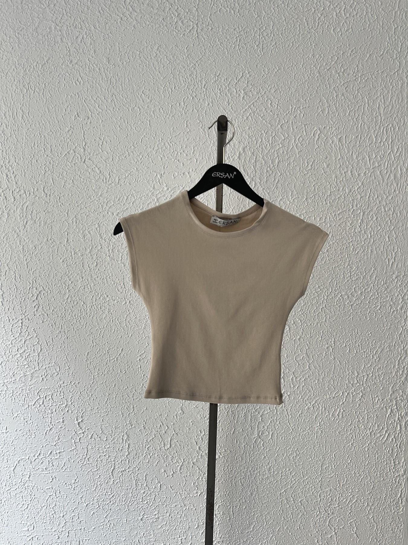 Kolsuz Crop Tişört Bej