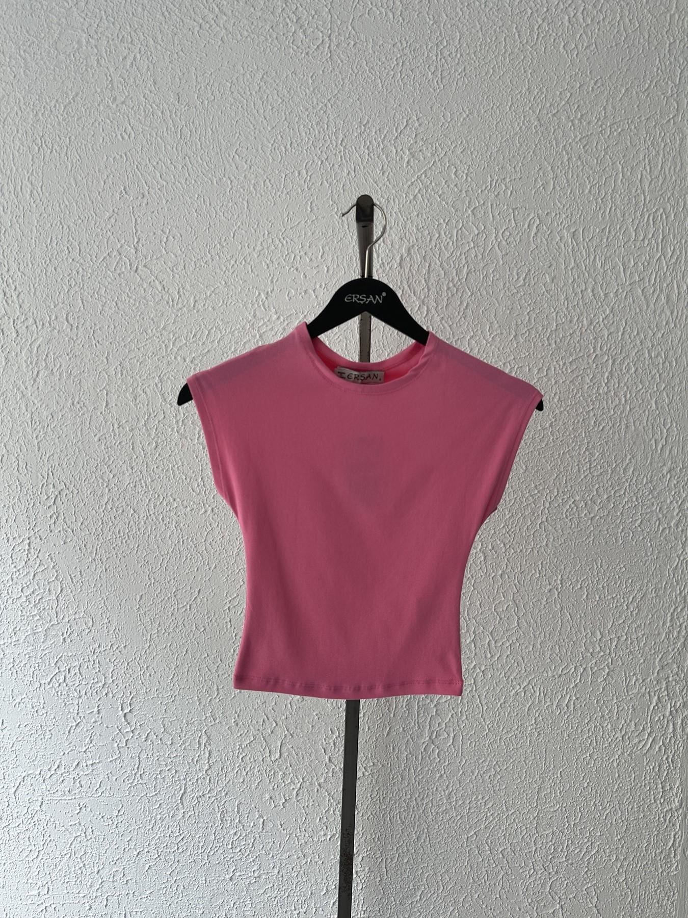 Kolsuz Crop Tişört Fuşya