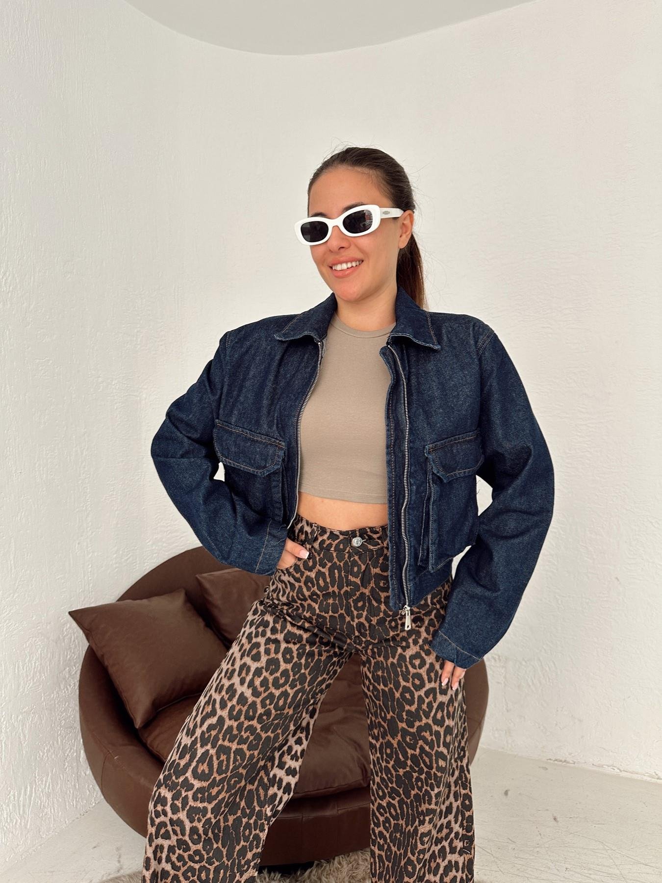 Körük Cepli Fermuarlı Jean Ceket LACİVERT