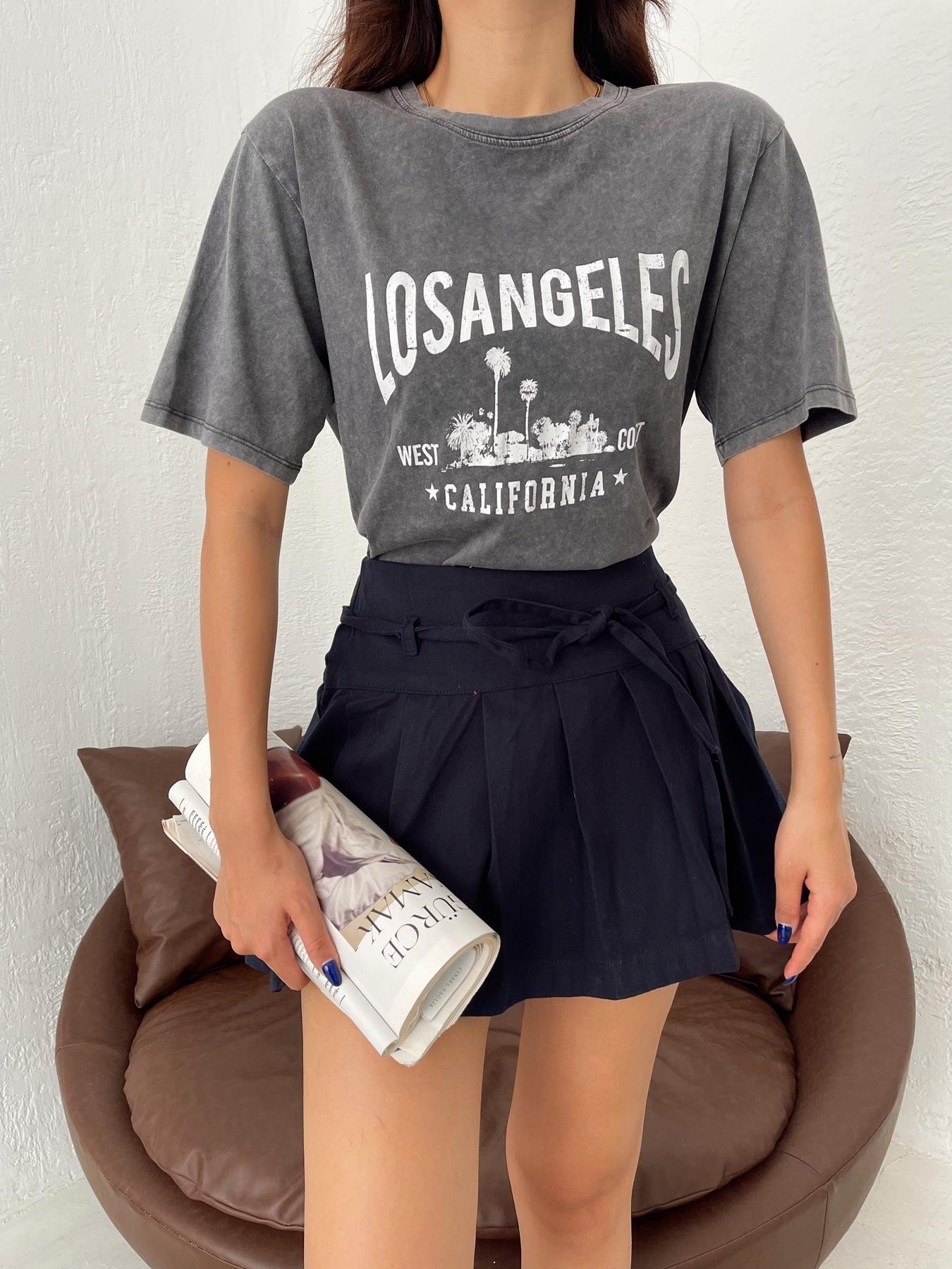 Los Angeles Baskılı Tişört ANTRASİT