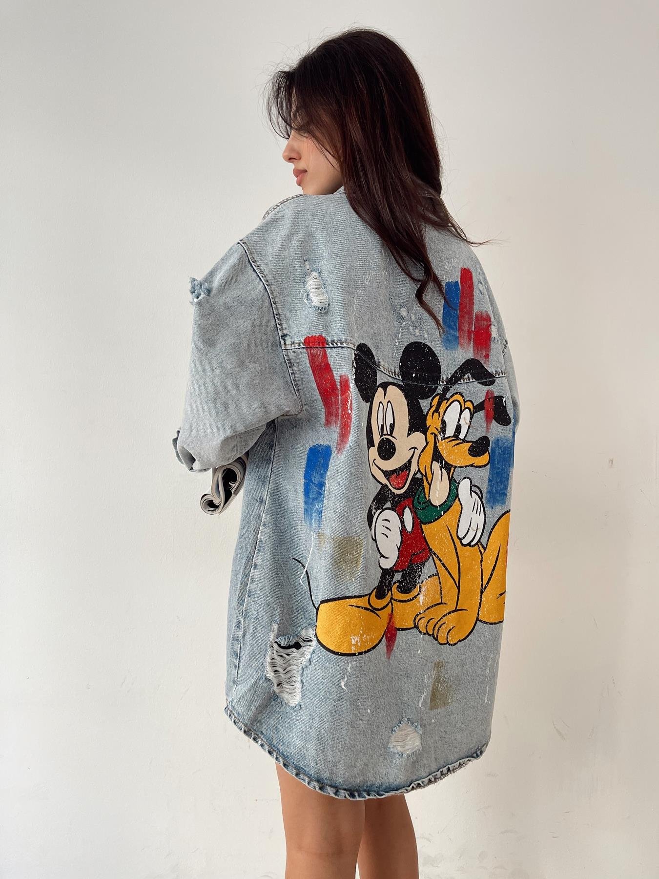 Mıckey Goffy Baskılı Jean Ceket MAVİ