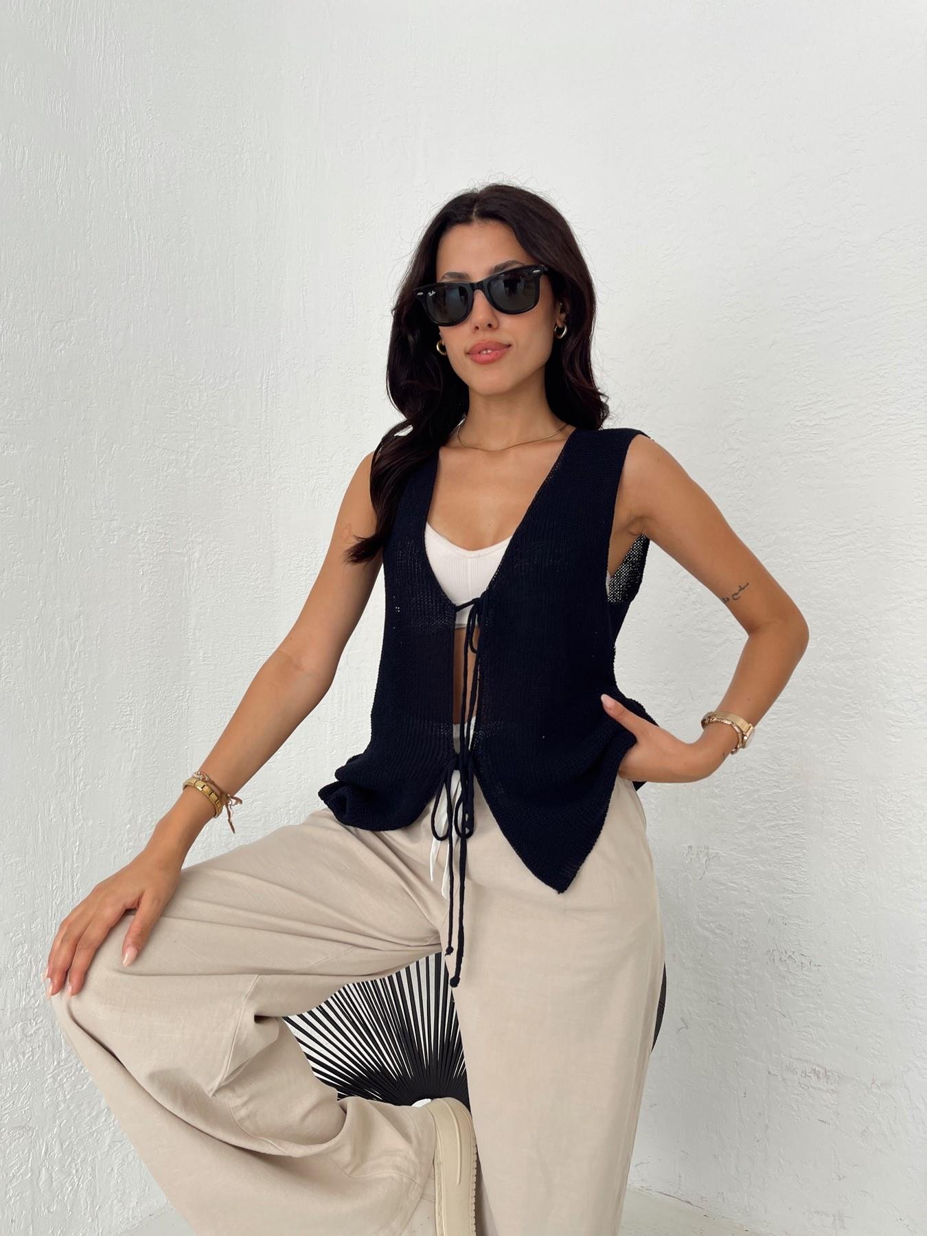 Önü Bağlamalı Triko Yelek LACİVERT