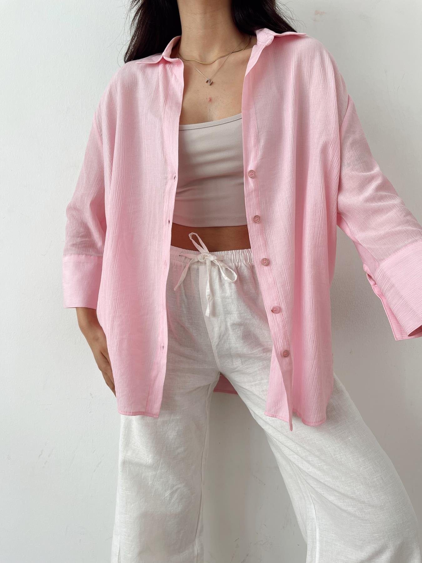 Oversize Gömlek PEMBE