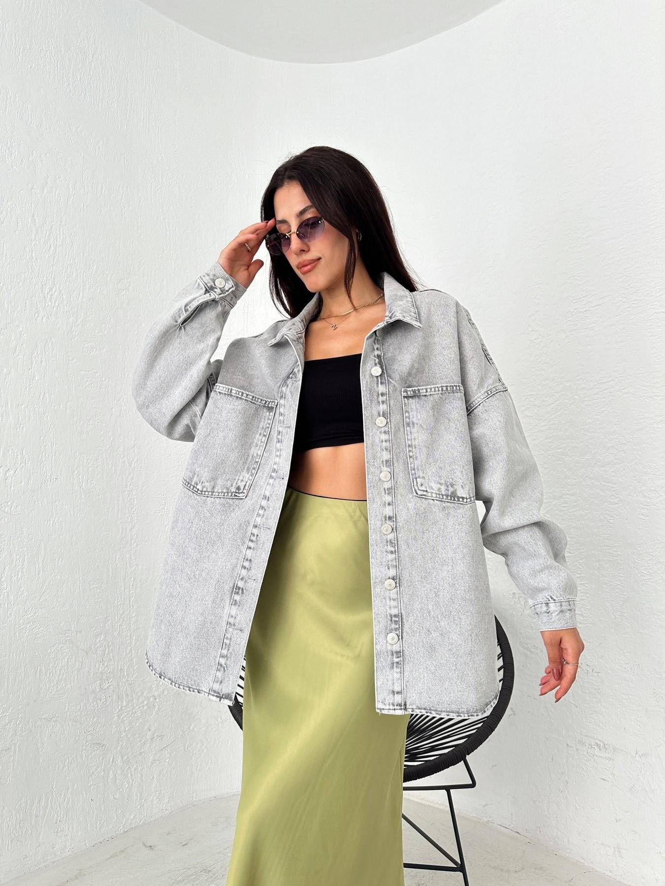 Oversize Jean Gömlek GRİ