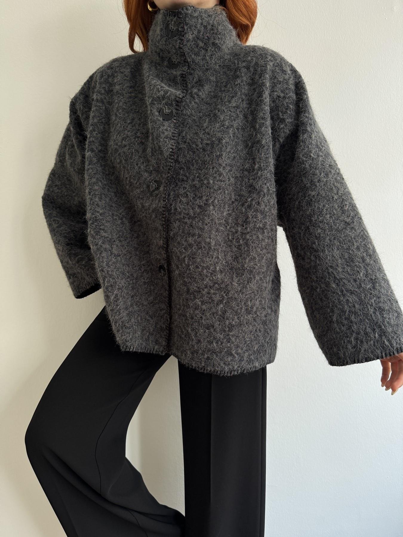 Oversize Kaşe Ceket Antrasit