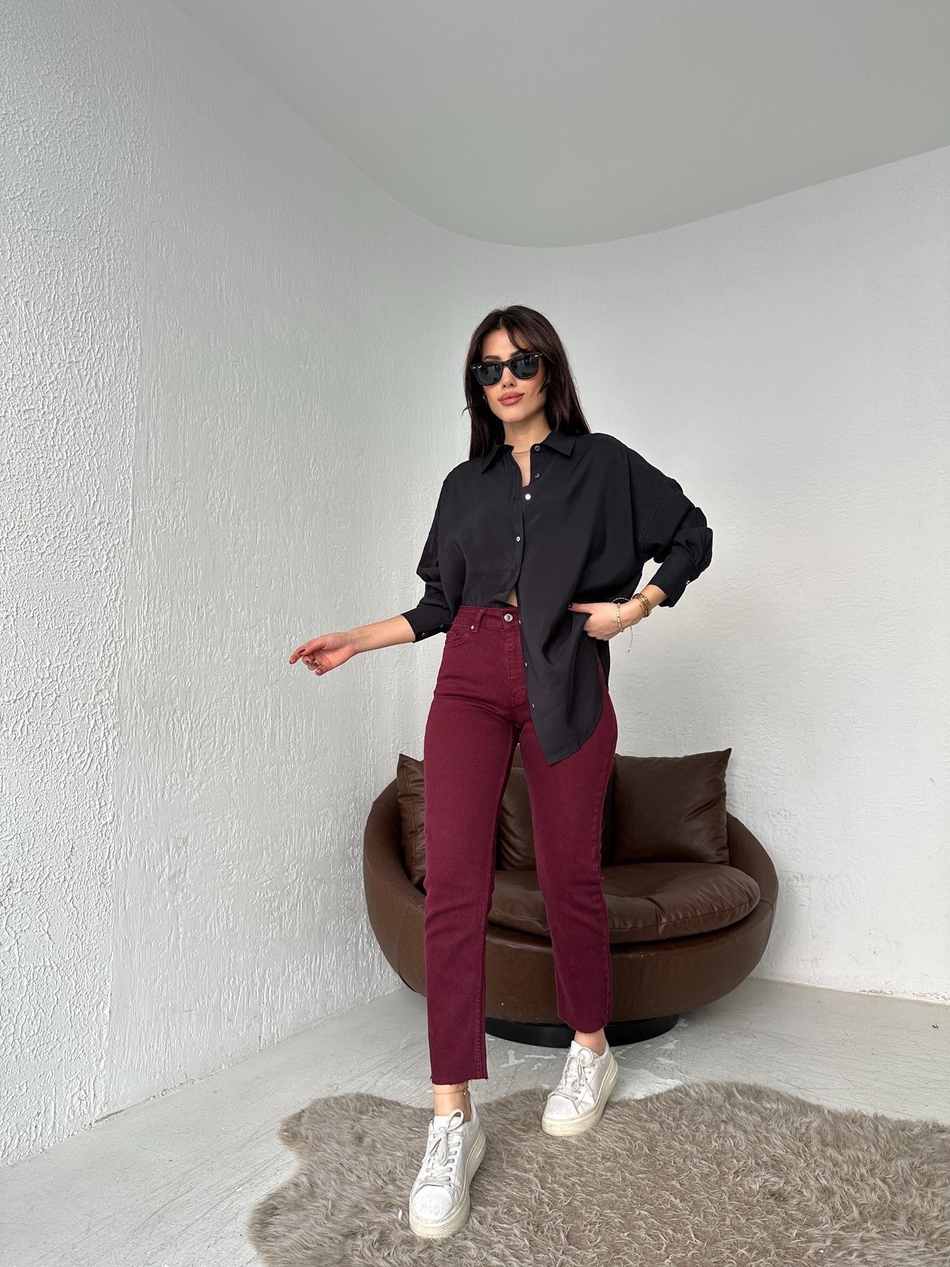 Paçası Dikişsiz Mom Fit Jean 82 BORDO