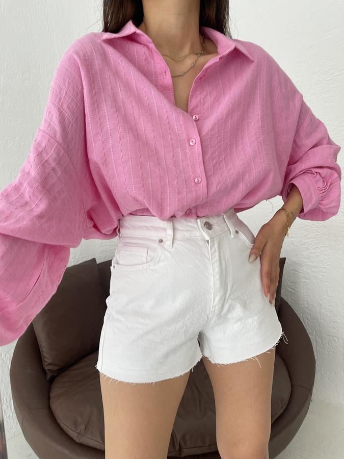 Paçası Dikişsiz Mom Şort BEYAZ