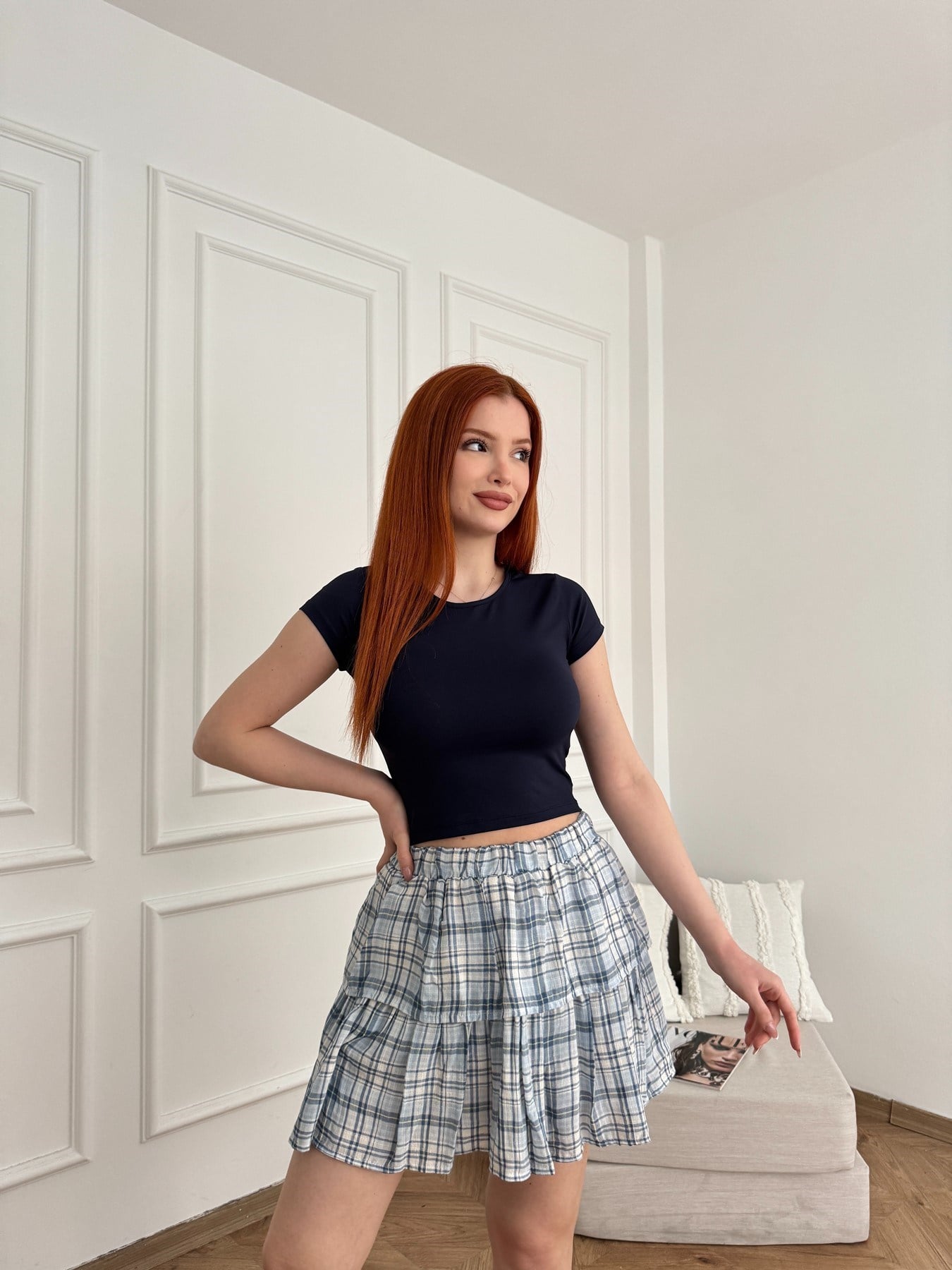 Poliamid Crop Body Lacivert