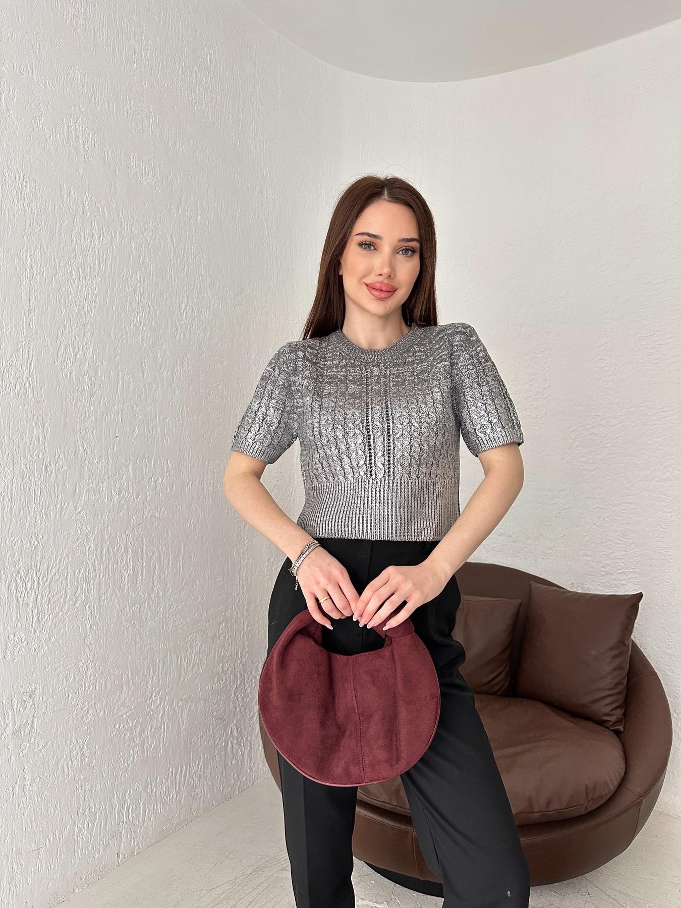 Saç Örgü Kısa Kol Varak Triko ANTRASİT