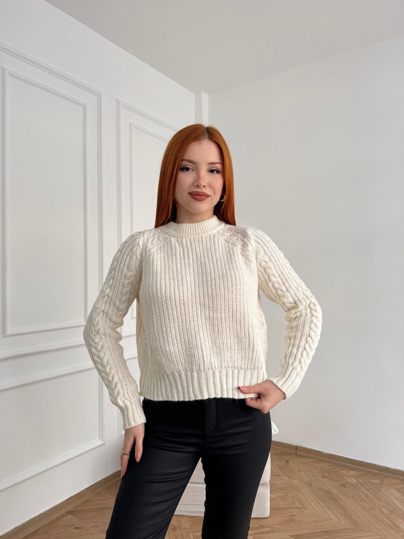 Saç Örgü Triko Kazak Ekru