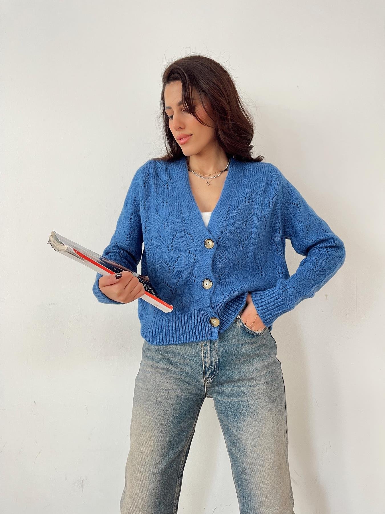 Şardonlu Hırka İNDİGO