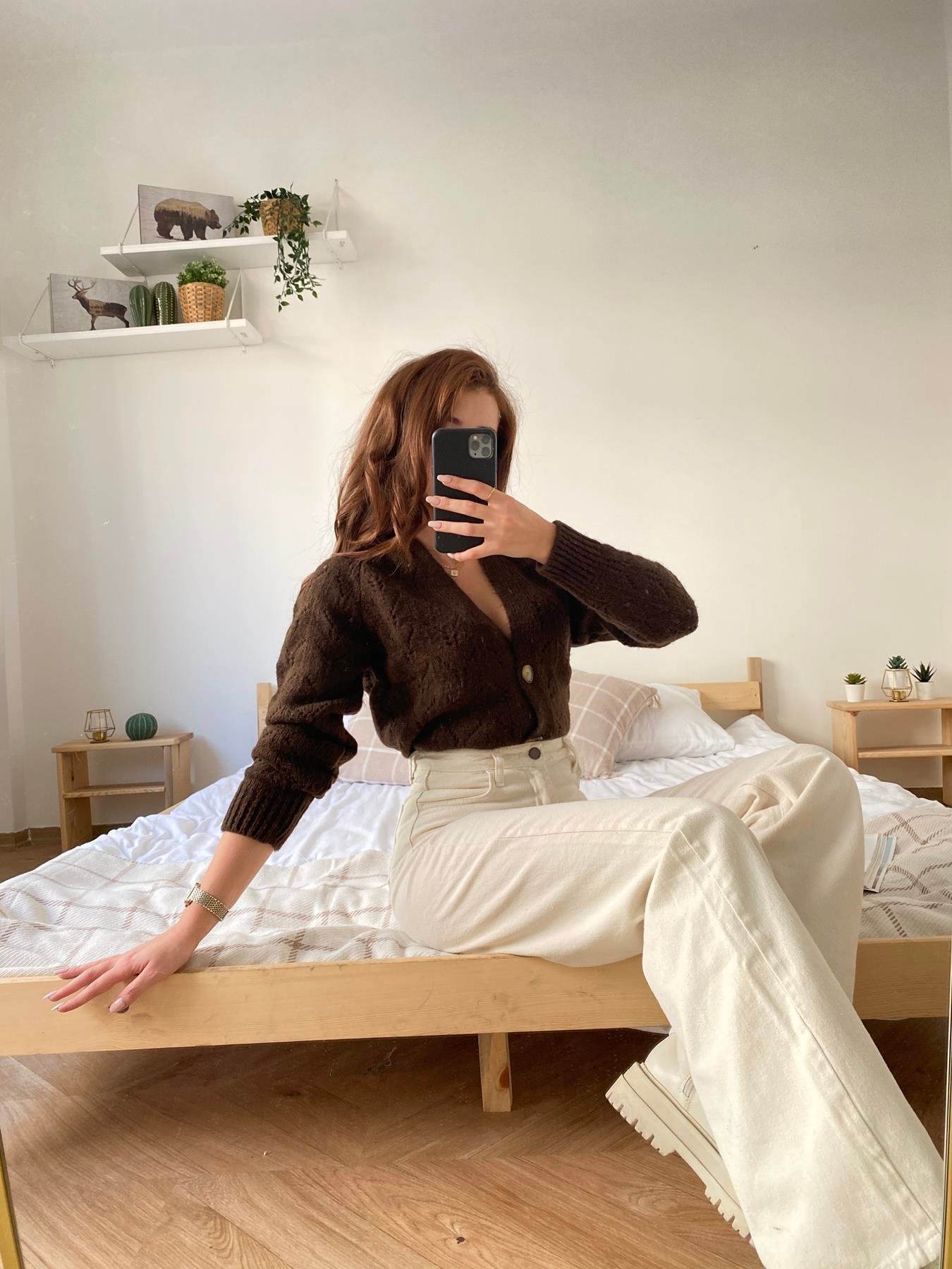 Şardonlu Hırka KAHVE