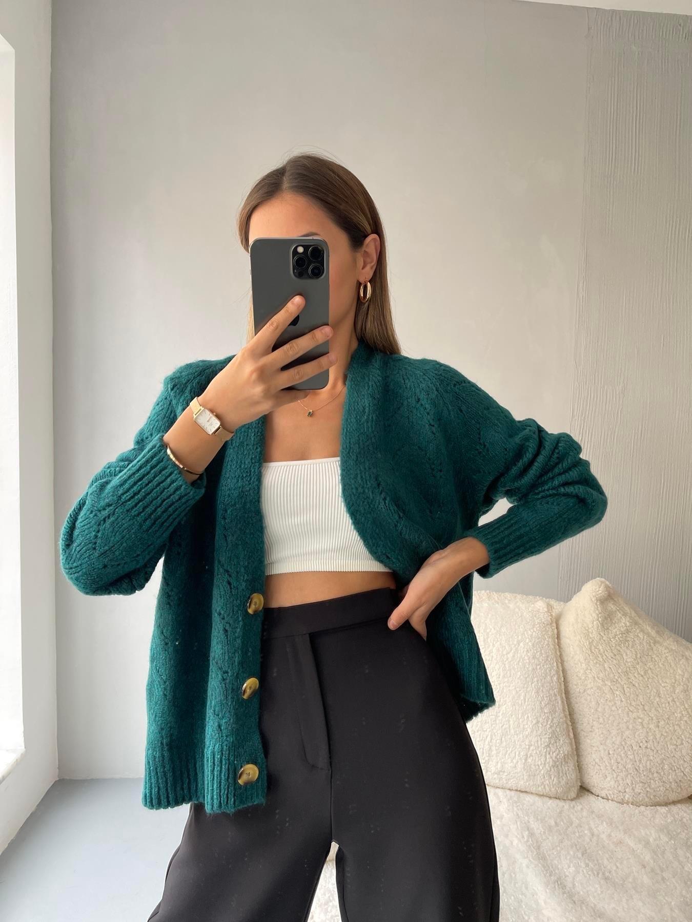 Şardonlu Hırka PETROL