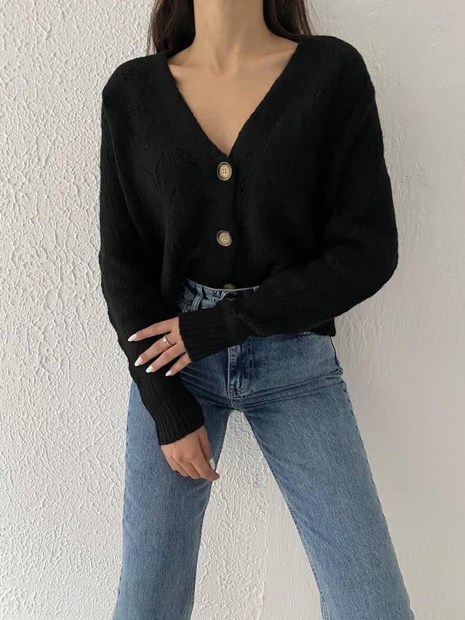 Şardonlu Hırka SİYAH