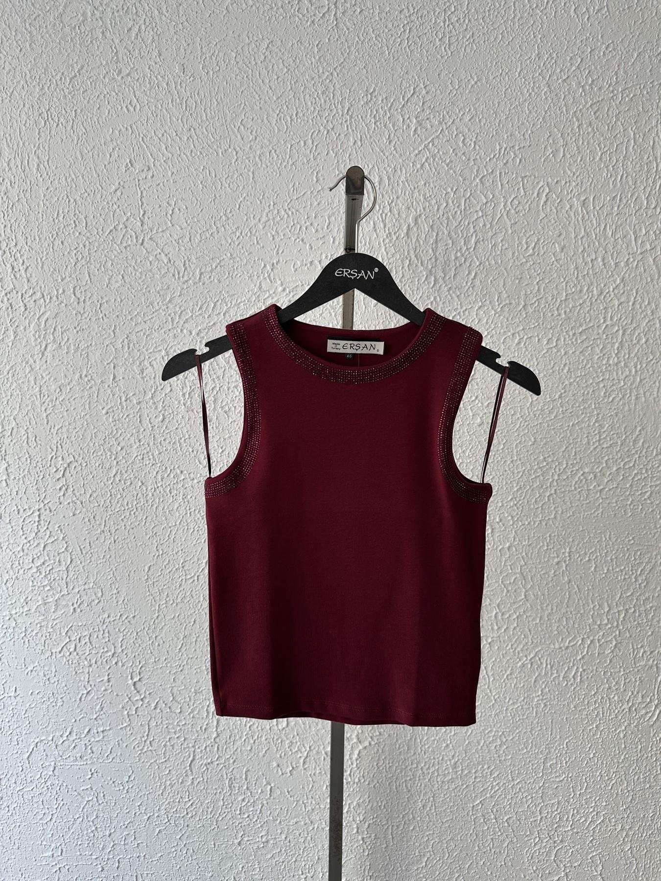 Taş Detay Atlet Bordo