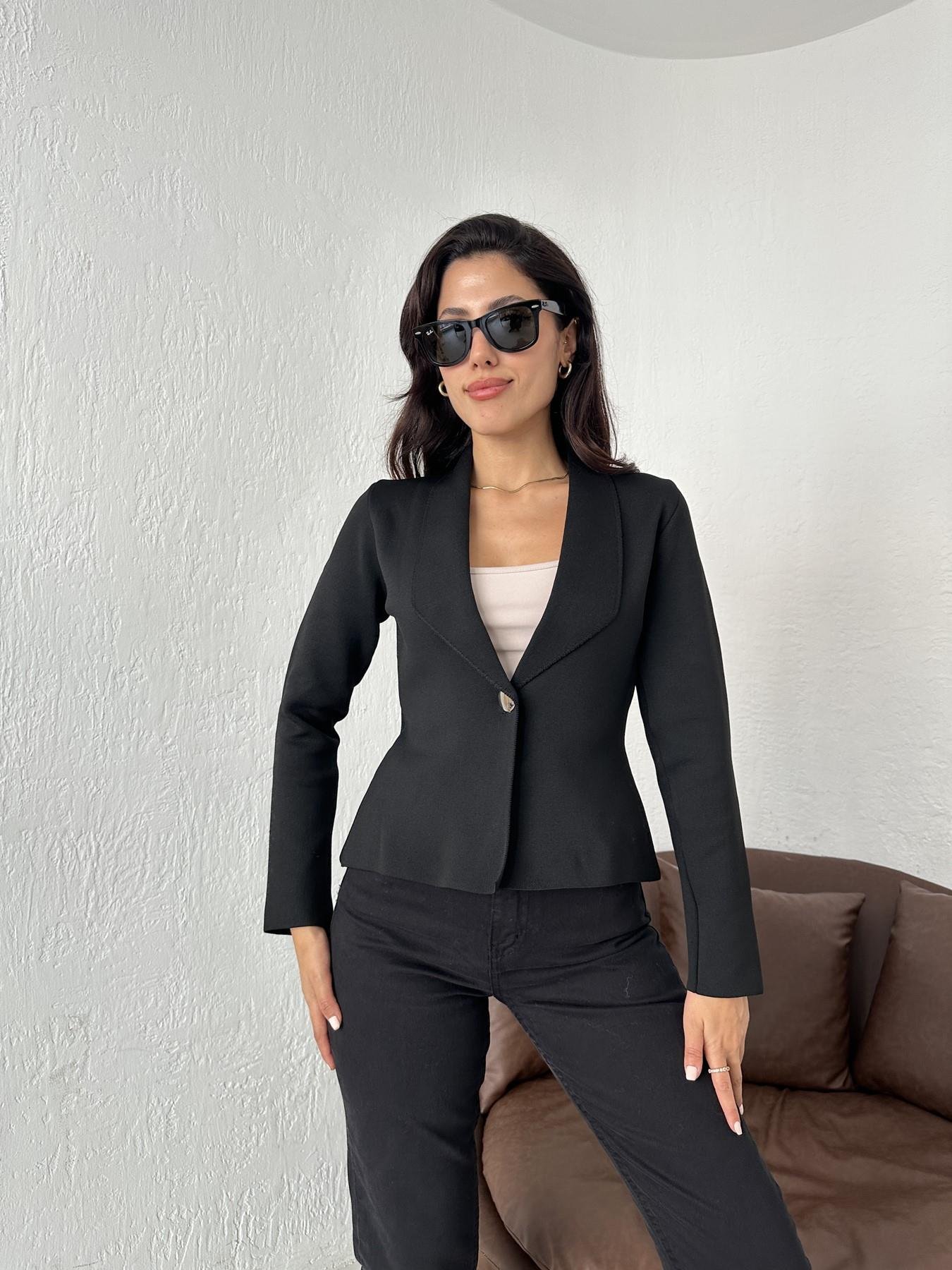 Tek Düğmeli Crop Ceket SİYAH