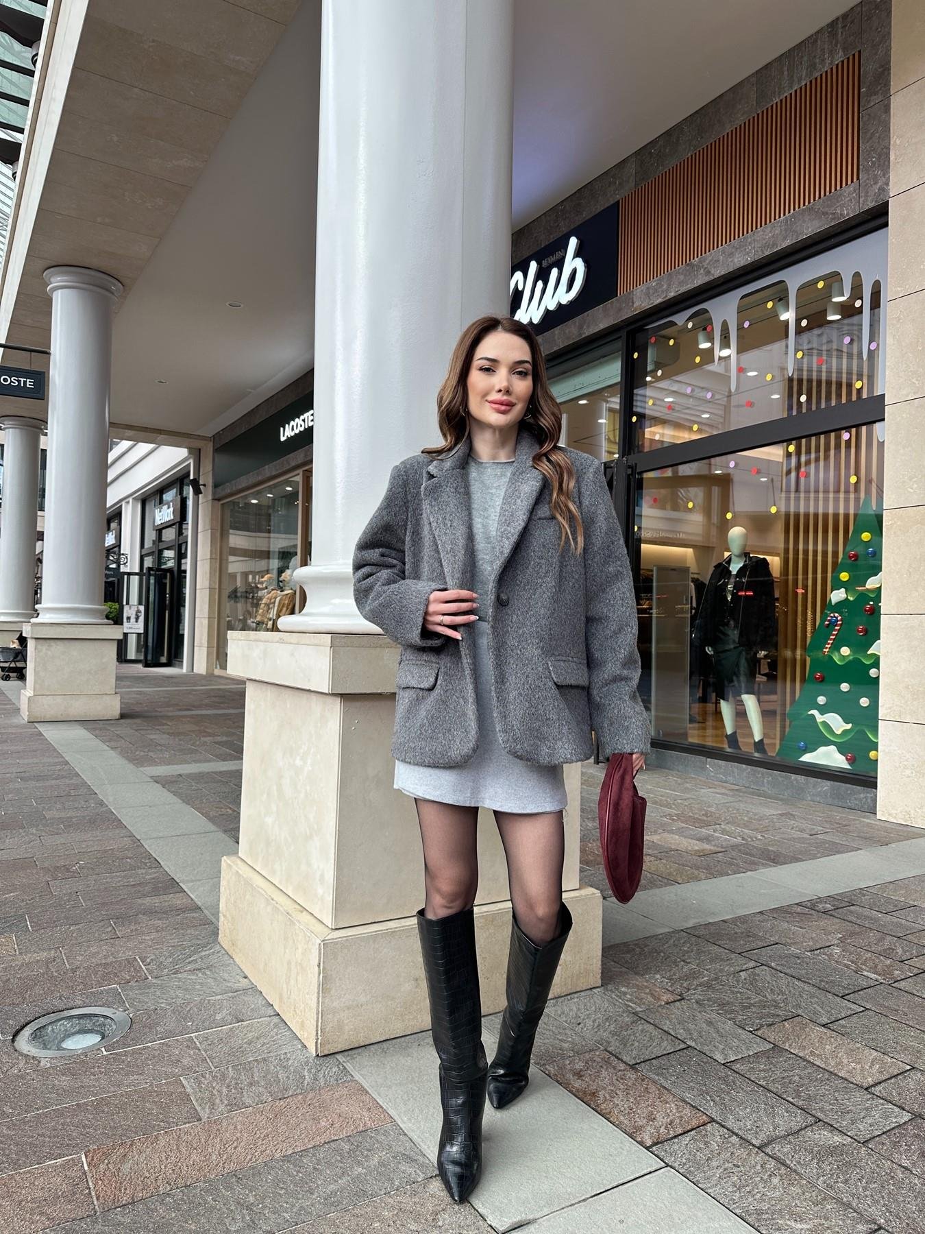 Yandan Fermuarlı Kaşe Şort Etek GRİ