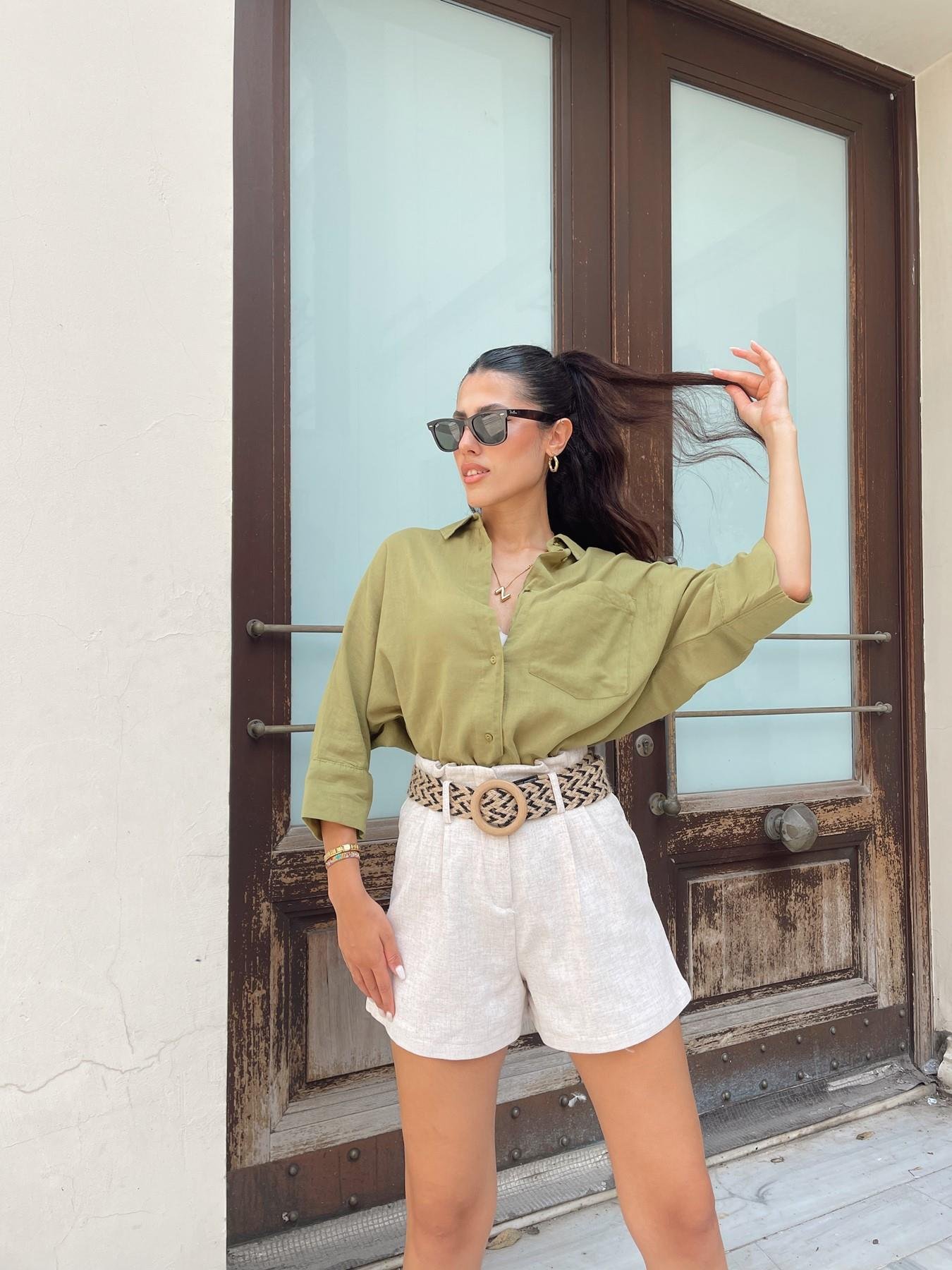 Yarasa Kol Vual Gömlek YAĞ YEŞİLİ