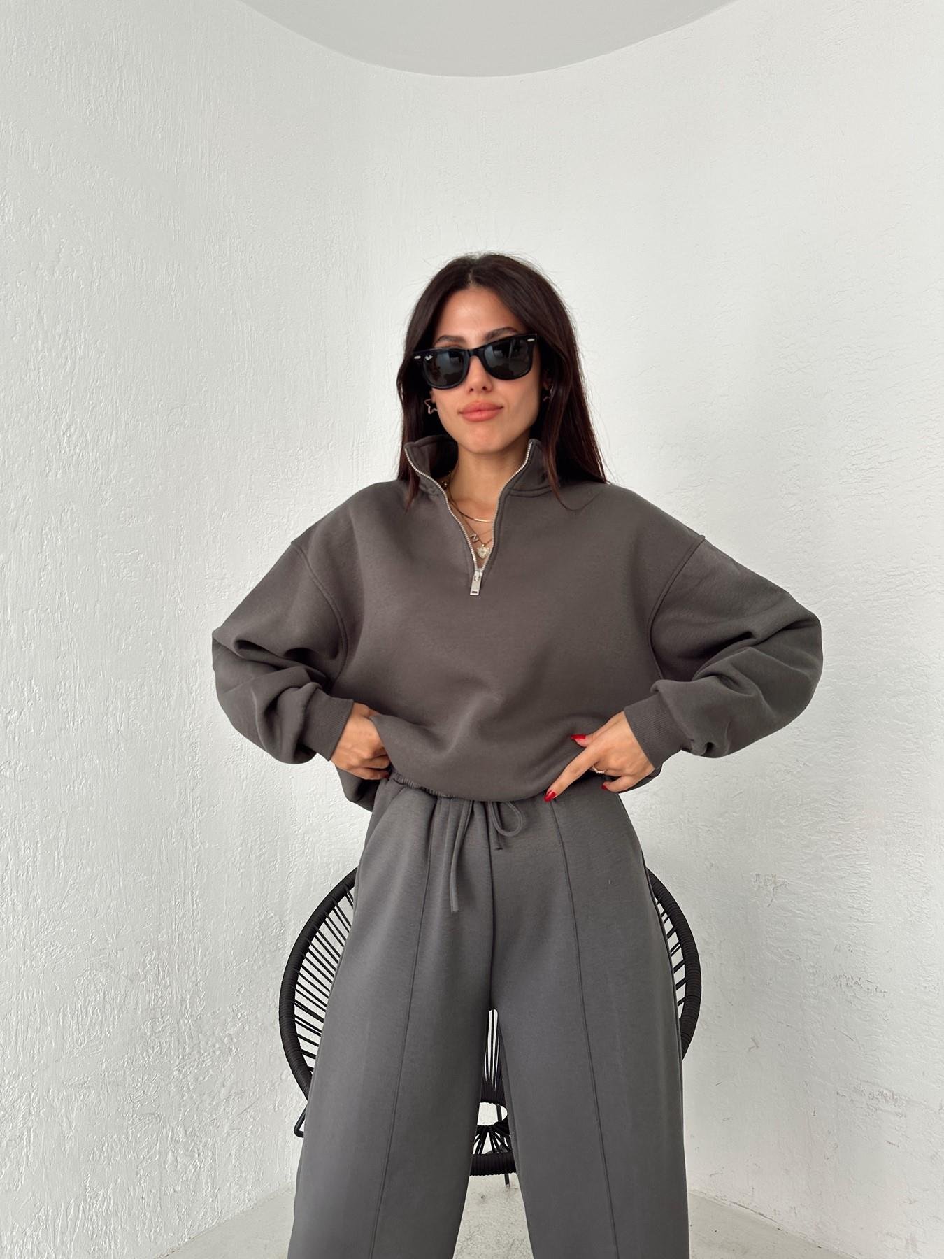 Yarım Fermuarlı Sweatshirt ANTRASİT