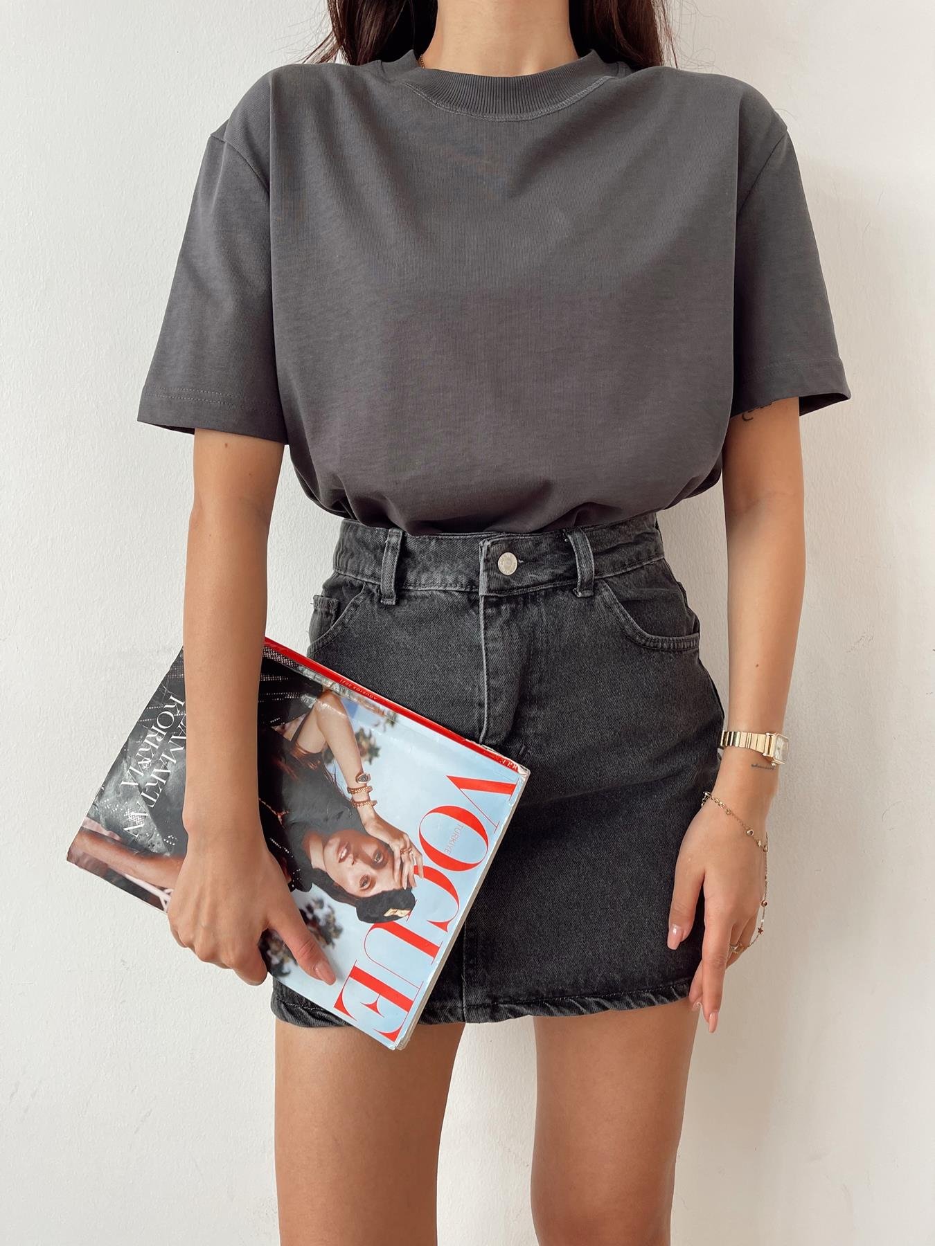 Yarım Kol Tişört ANTRASİT